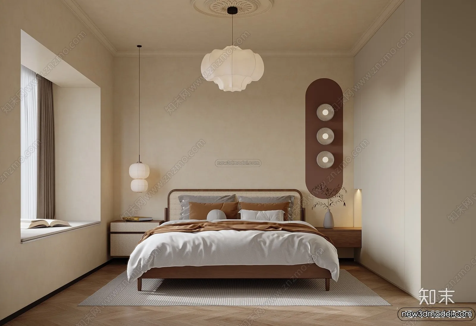 Bedroom 3D Interior Scene Model - Wabi Sabi Style - 106