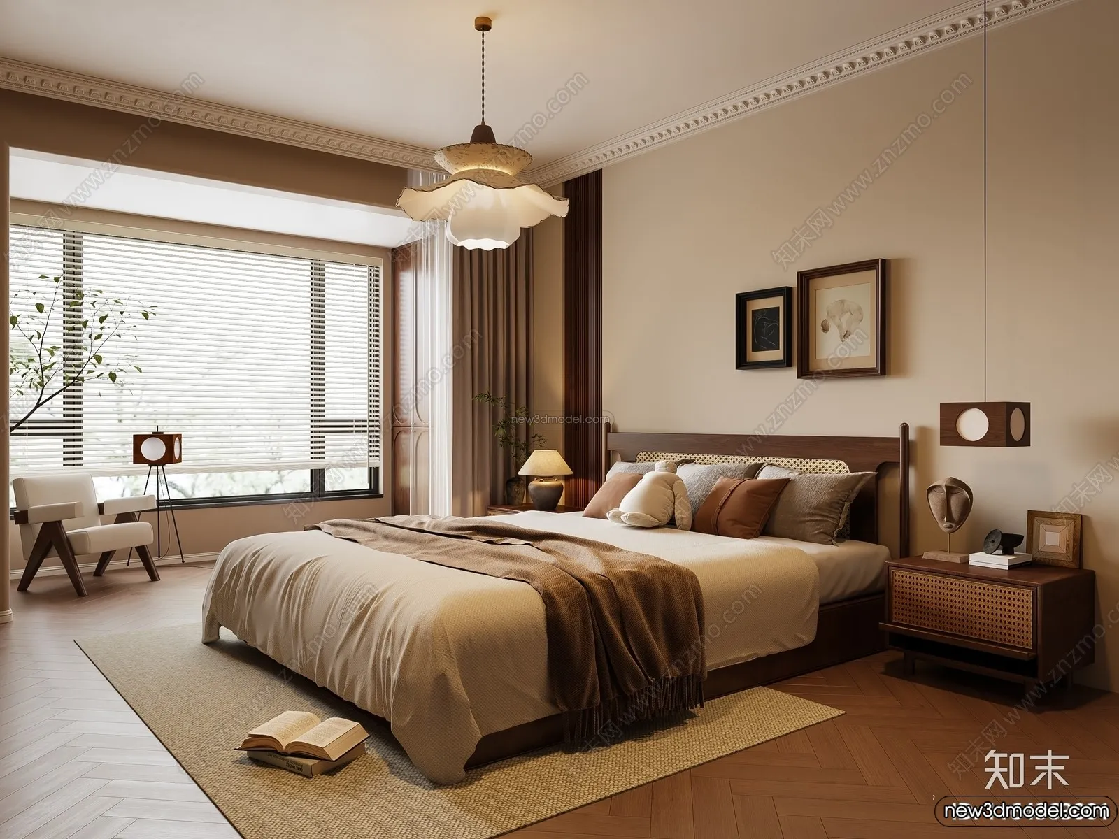 Bedroom 3D Interior Scene Model - Wabi Sabi Style - 107