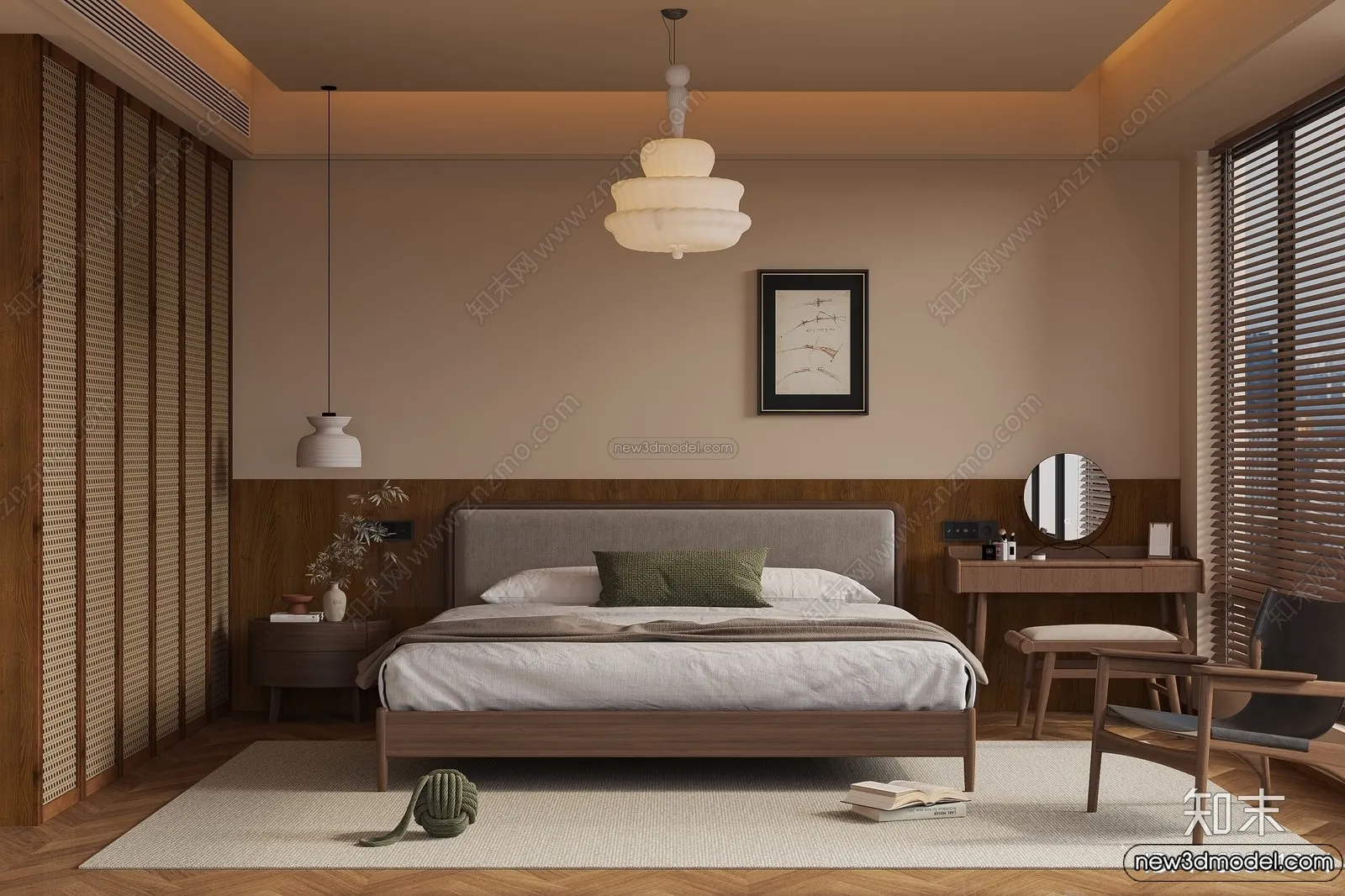 Bedroom 3D Interior Scene Model - Wabi Sabi Style - 108