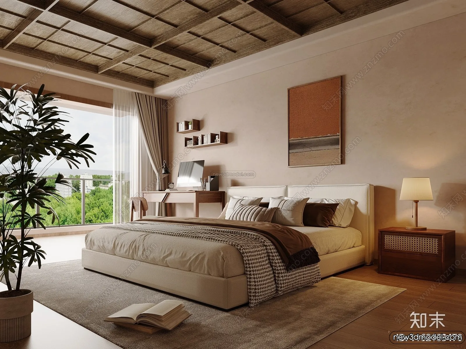 Bedroom 3D Interior Scene Model - Wabi Sabi Style - 110