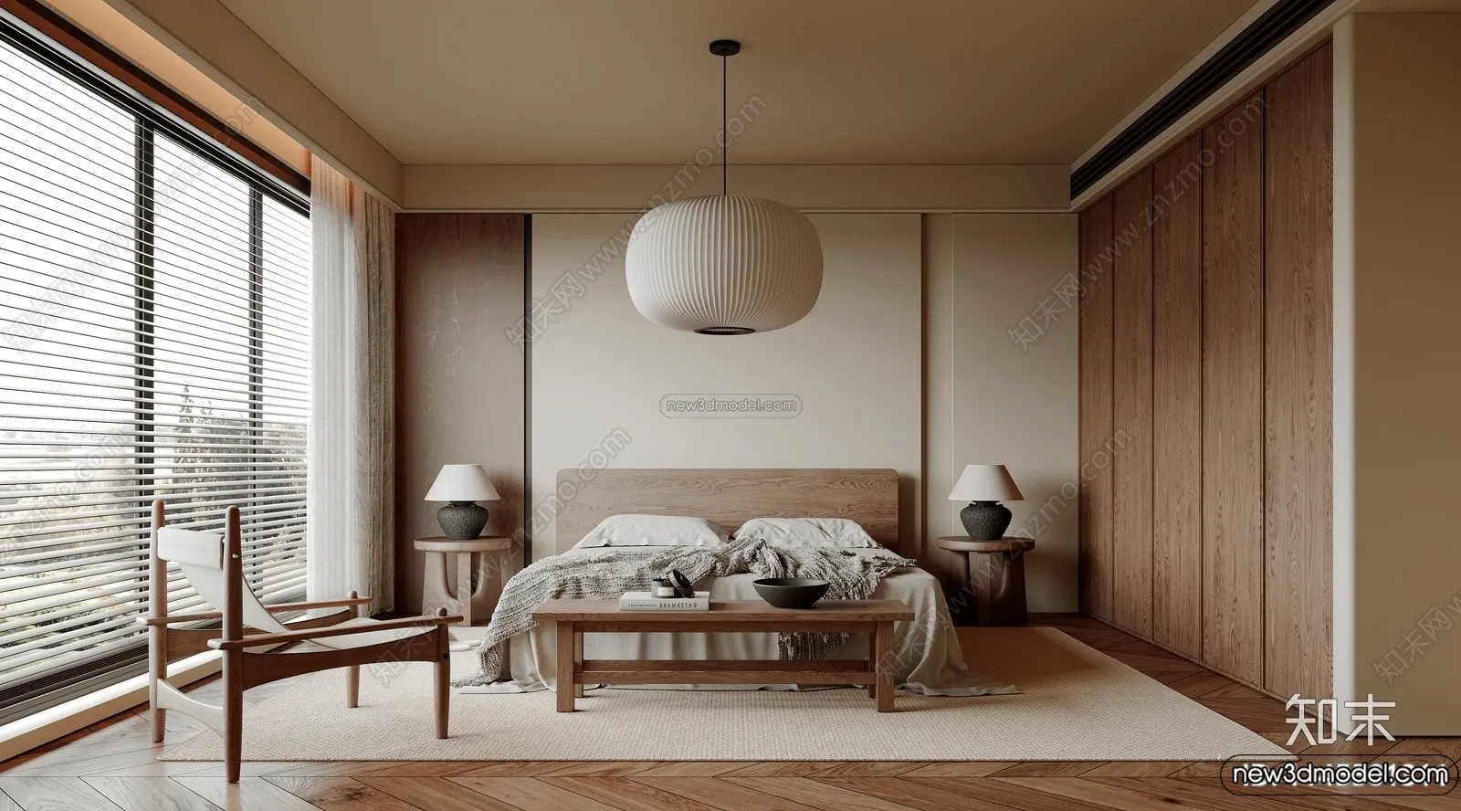Bedroom 3D Interior Scene Model - Wabi Sabi Style - 112