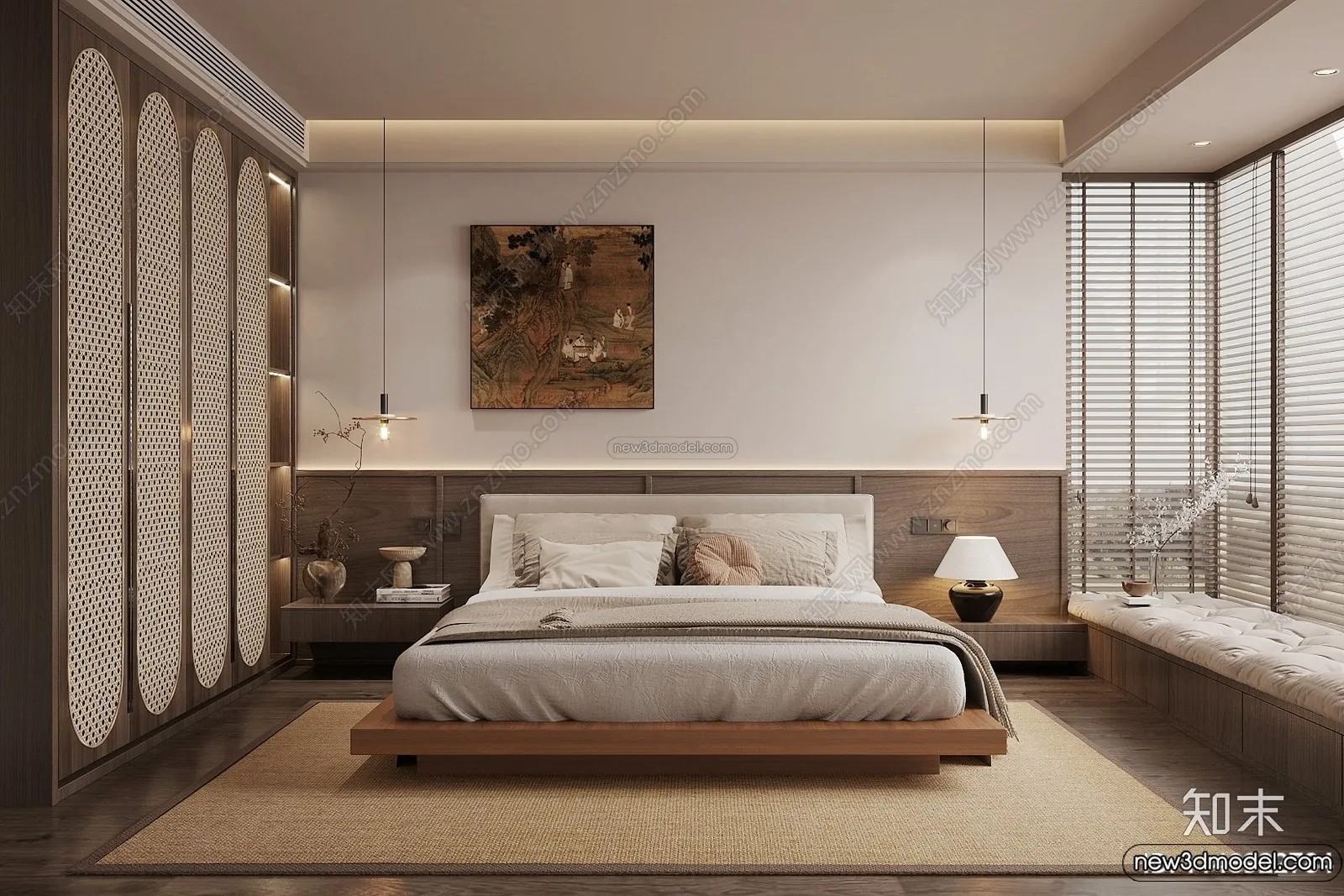 Bedroom 3D Interior Scene Model - Wabi Sabi Style - 113