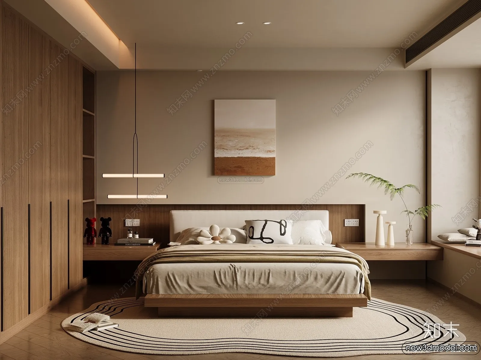 Bedroom 3D Interior Scene Model - Wabi Sabi Style - 114
