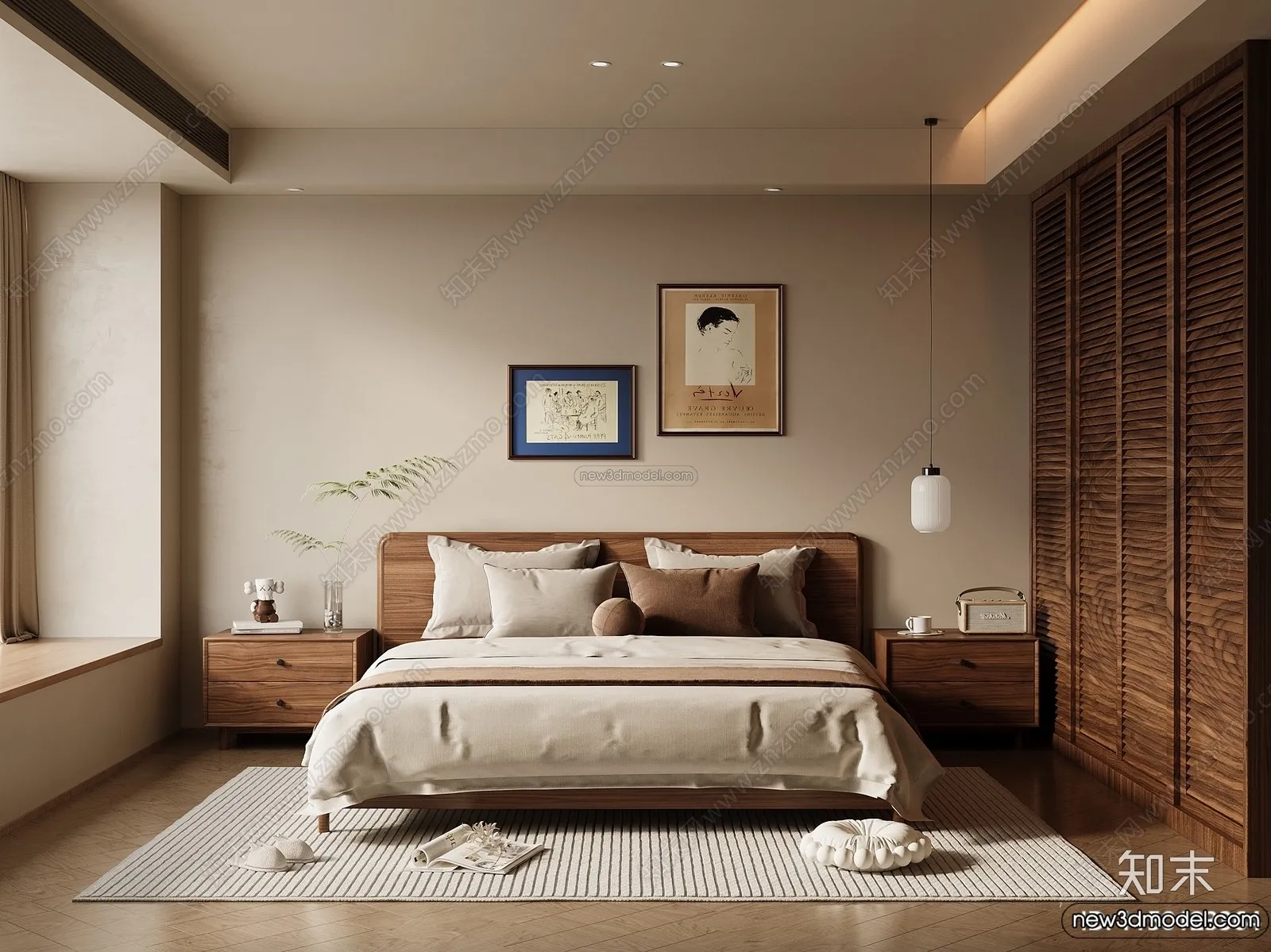 Bedroom 3D Interior Scene Model - Wabi Sabi Style - 116