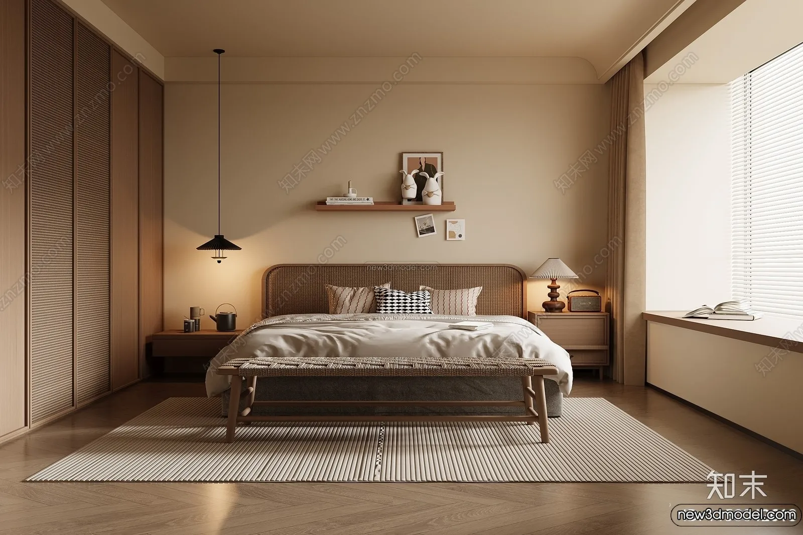 Bedroom 3D Interior Scene Model - Wabi Sabi Style - 117