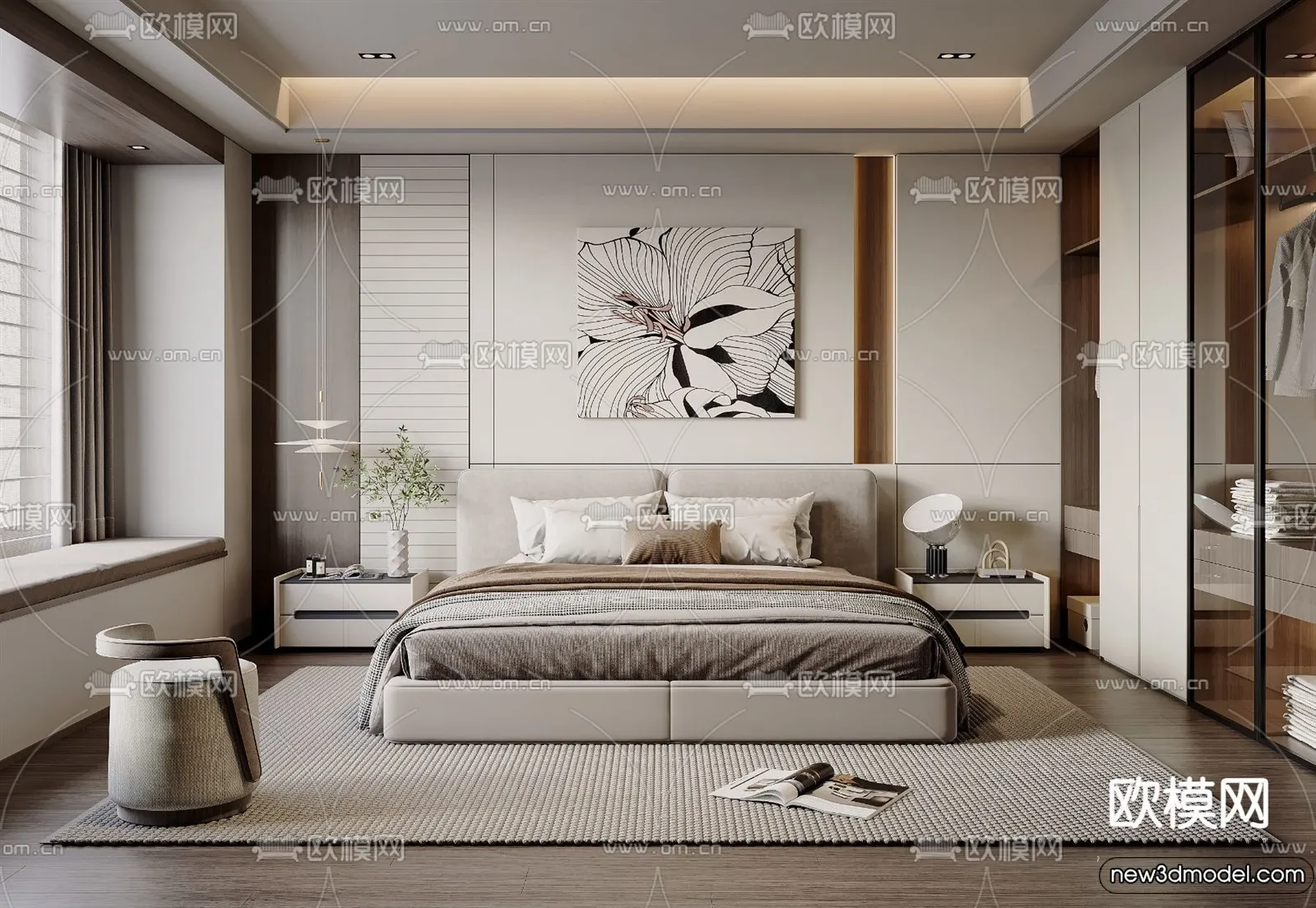 Bedroom - 3D Interior Scenes - Modern Style - 3D Models - 046