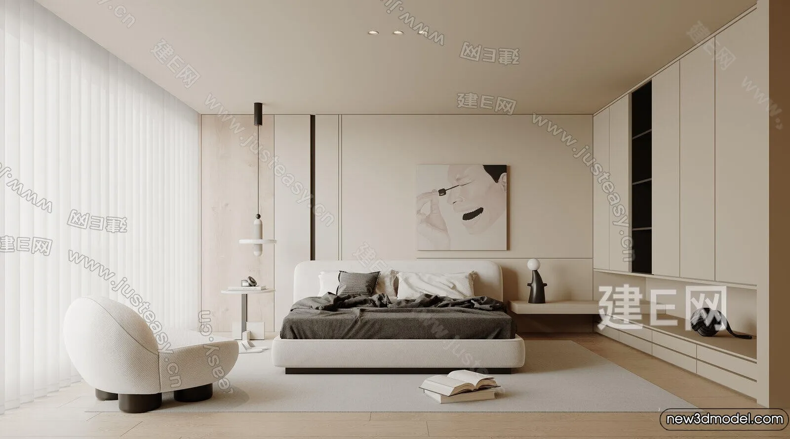 Bedroom - 3D Interior Scenes - Modern Style - 3D Models - 085
