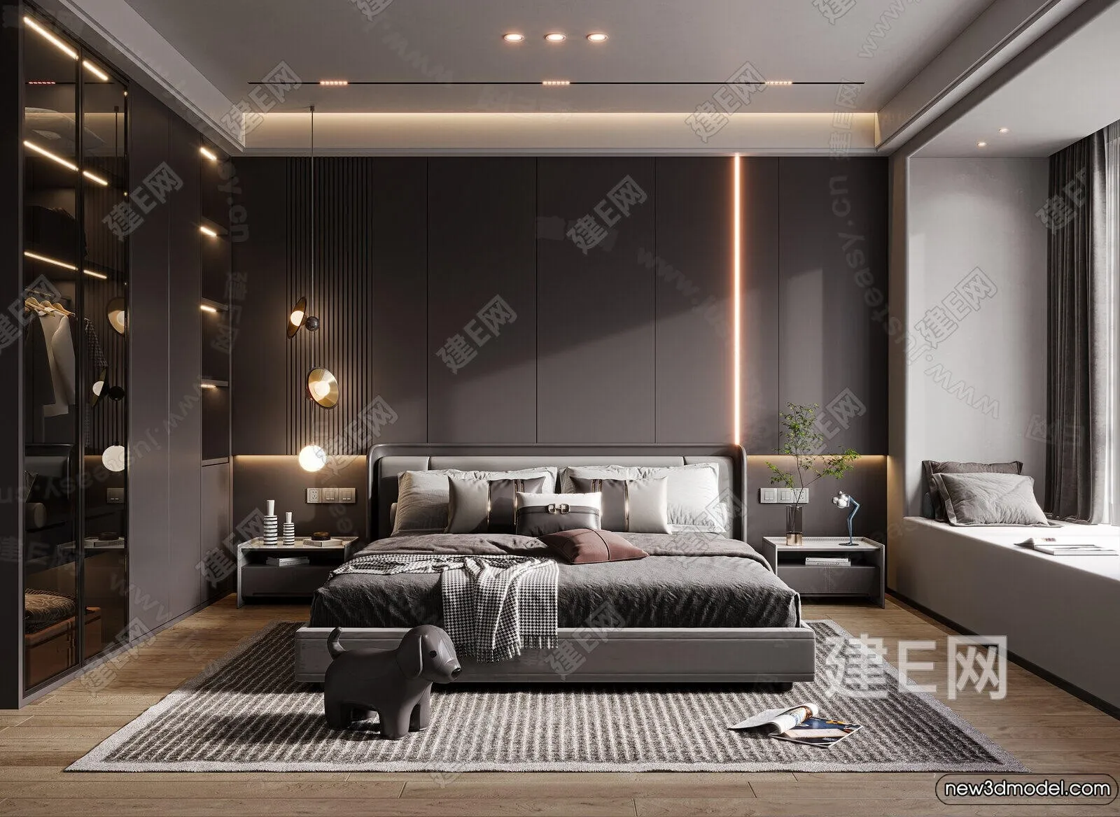 Bedroom - 3D Interior Scenes - Modern Style - 3D Models - 090