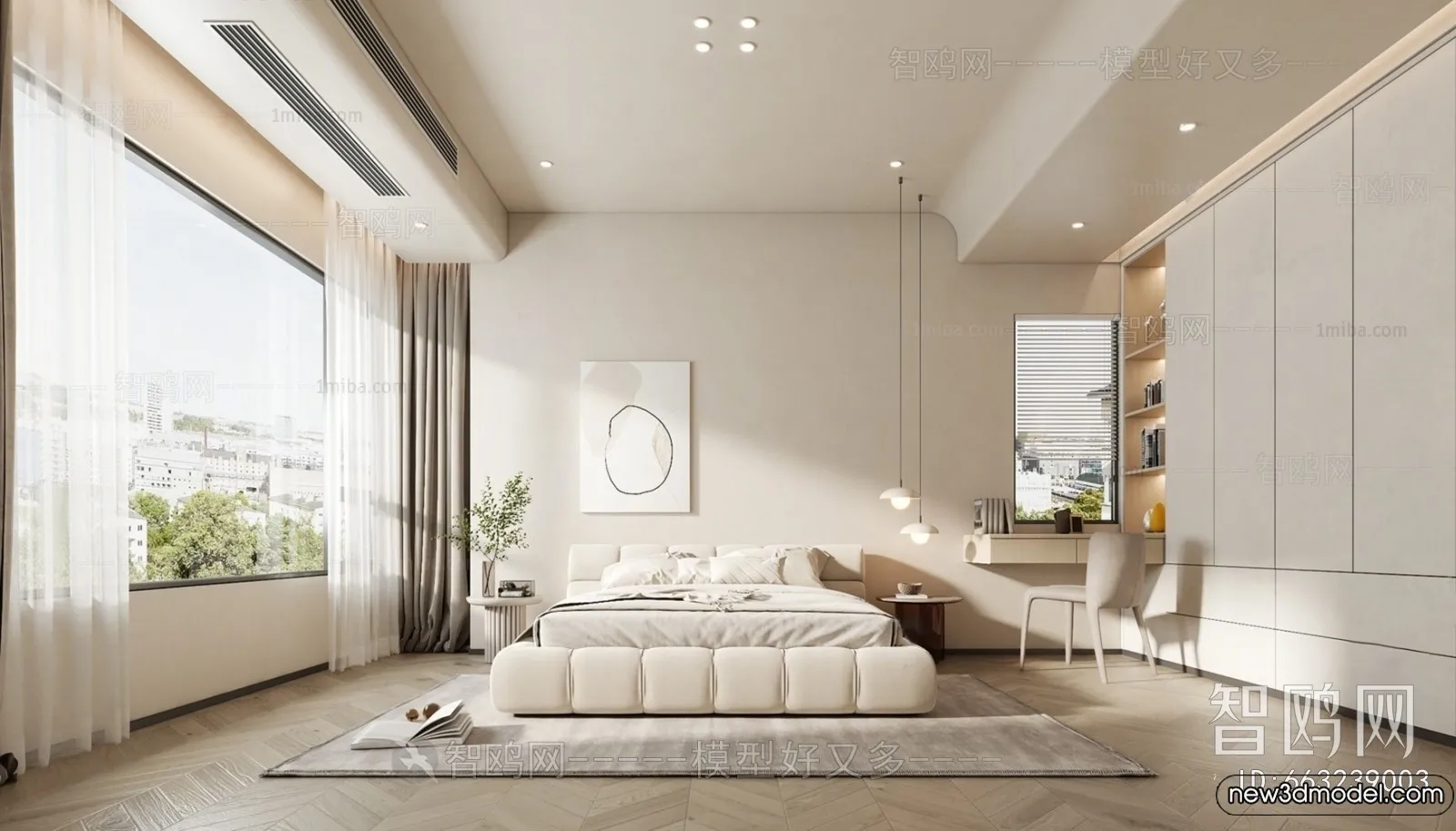 Bedroom - 3D Interior Scenes - Modern Style - 3D Models - 098