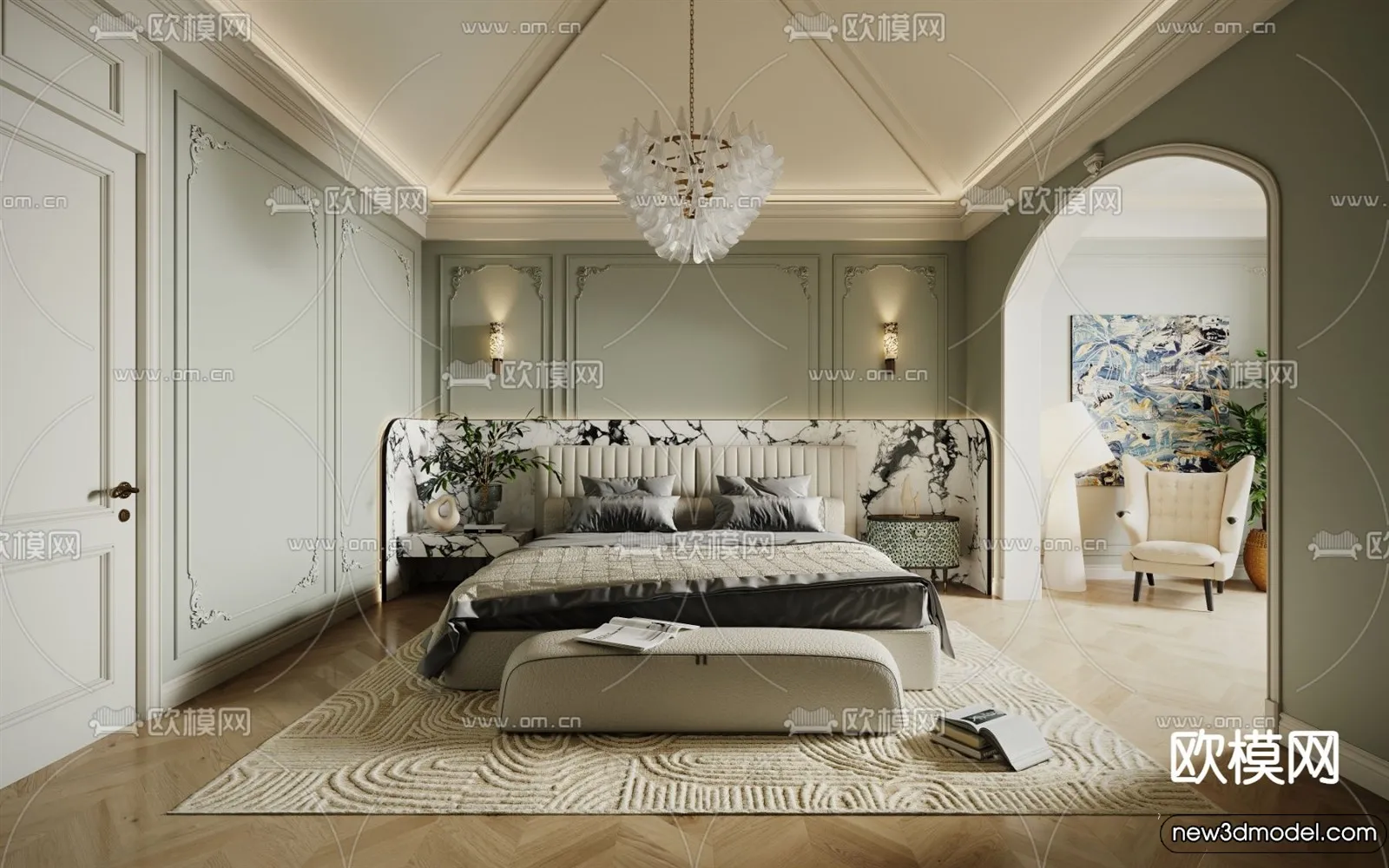 Bedroom - 3D Interior Scenes - Modern Style - 3D Models - 223