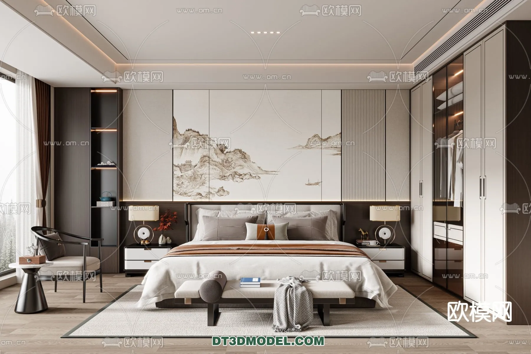 BEDROOM - CHINESE STYLE - 3D Model For Interior Design - 528