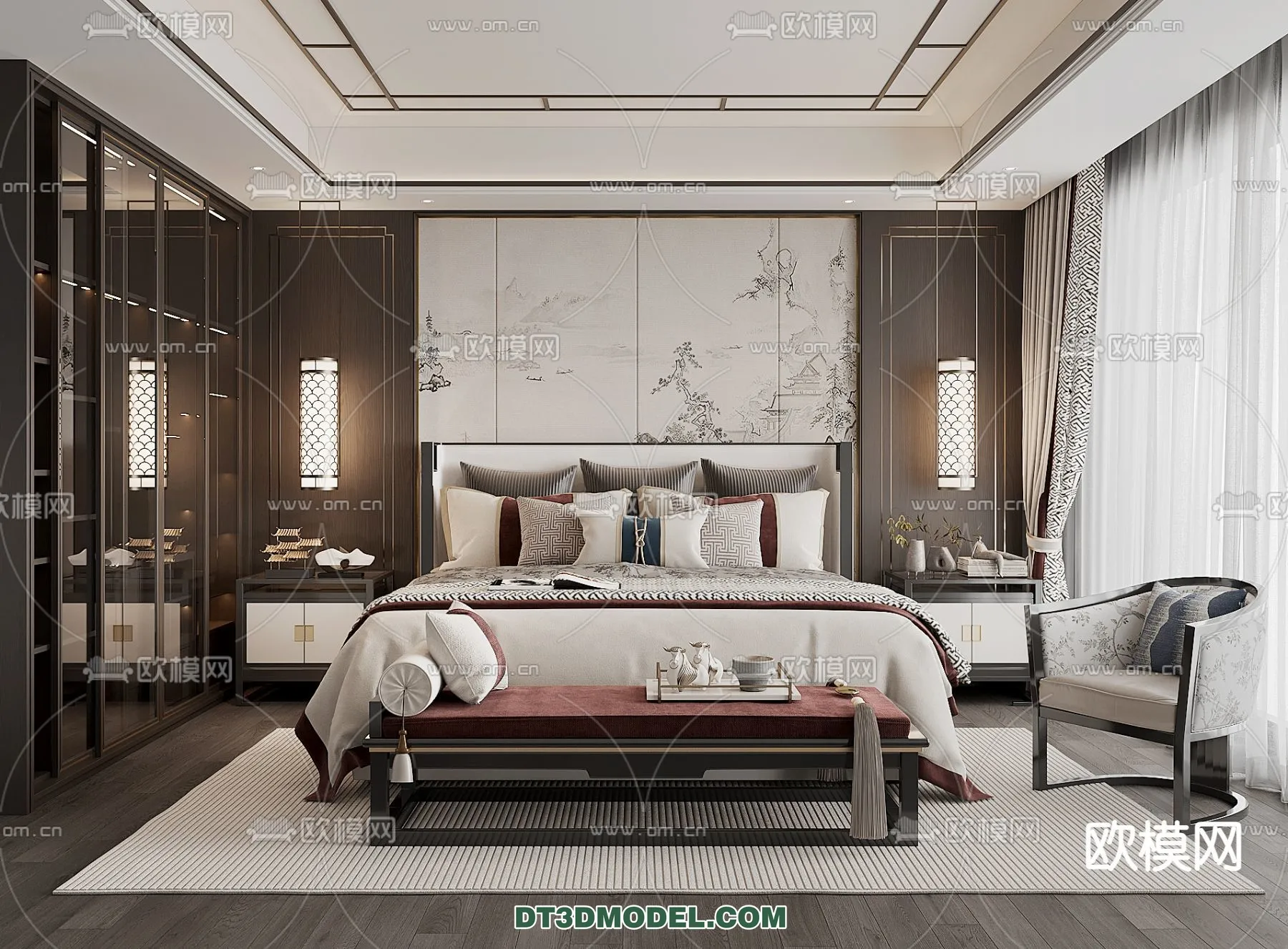 BEDROOM - CHINESE STYLE - 3D Model For Interior Design - 530
