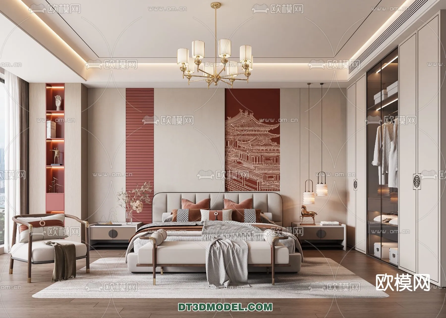 BEDROOM - CHINESE STYLE - 3D Model For Interior Design - 533