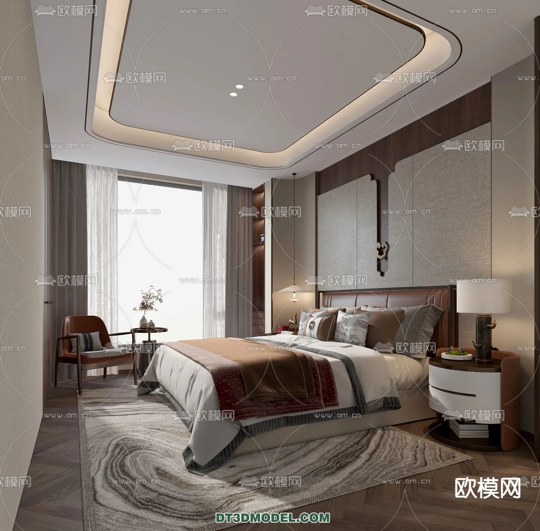 BEDROOM - CHINESE STYLE - 3D Model For Interior Design - 534