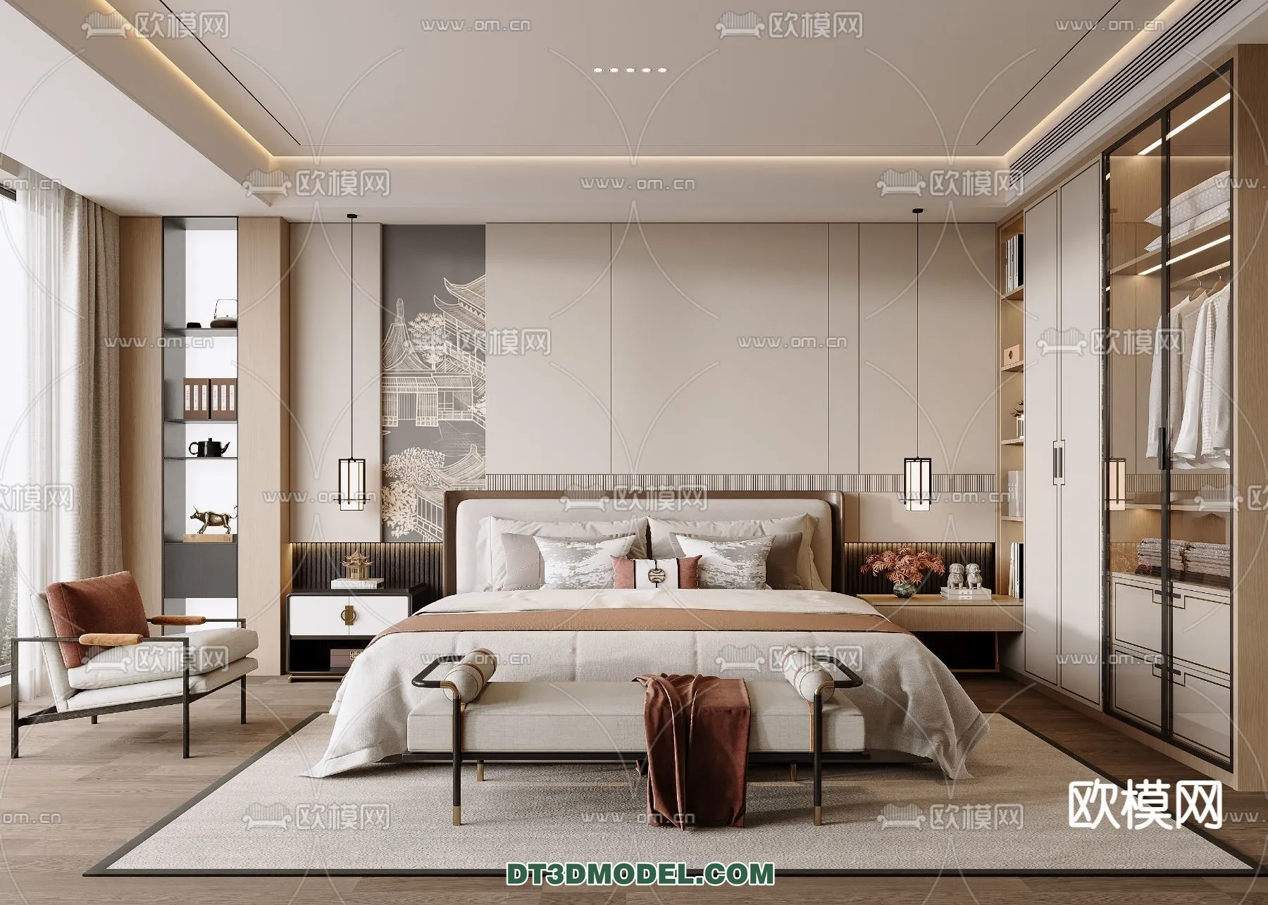 BEDROOM - CHINESE STYLE - 3D Model For Interior Design - 536
