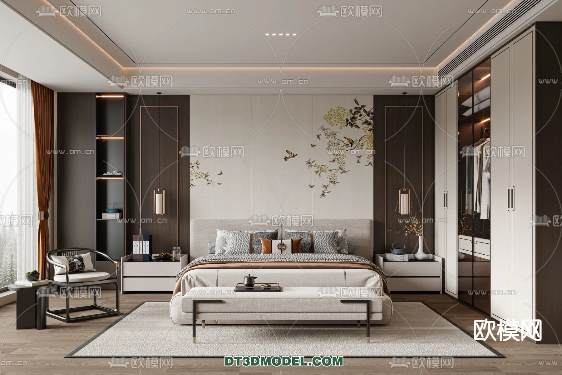 BEDROOM - CHINESE STYLE - 3D Model For Interior Design - 538