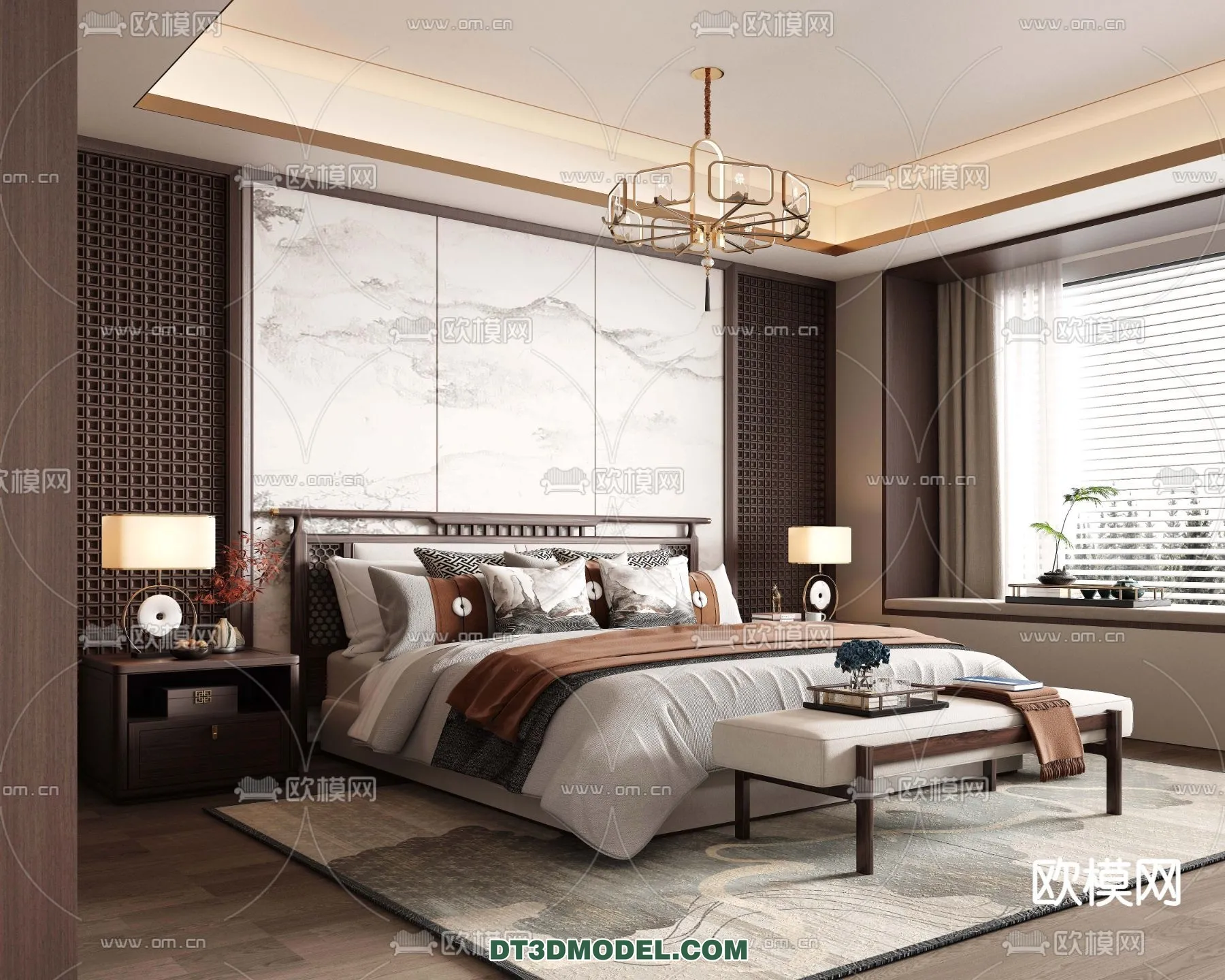 BEDROOM - CHINESE STYLE - 3D Model For Interior Design - 540