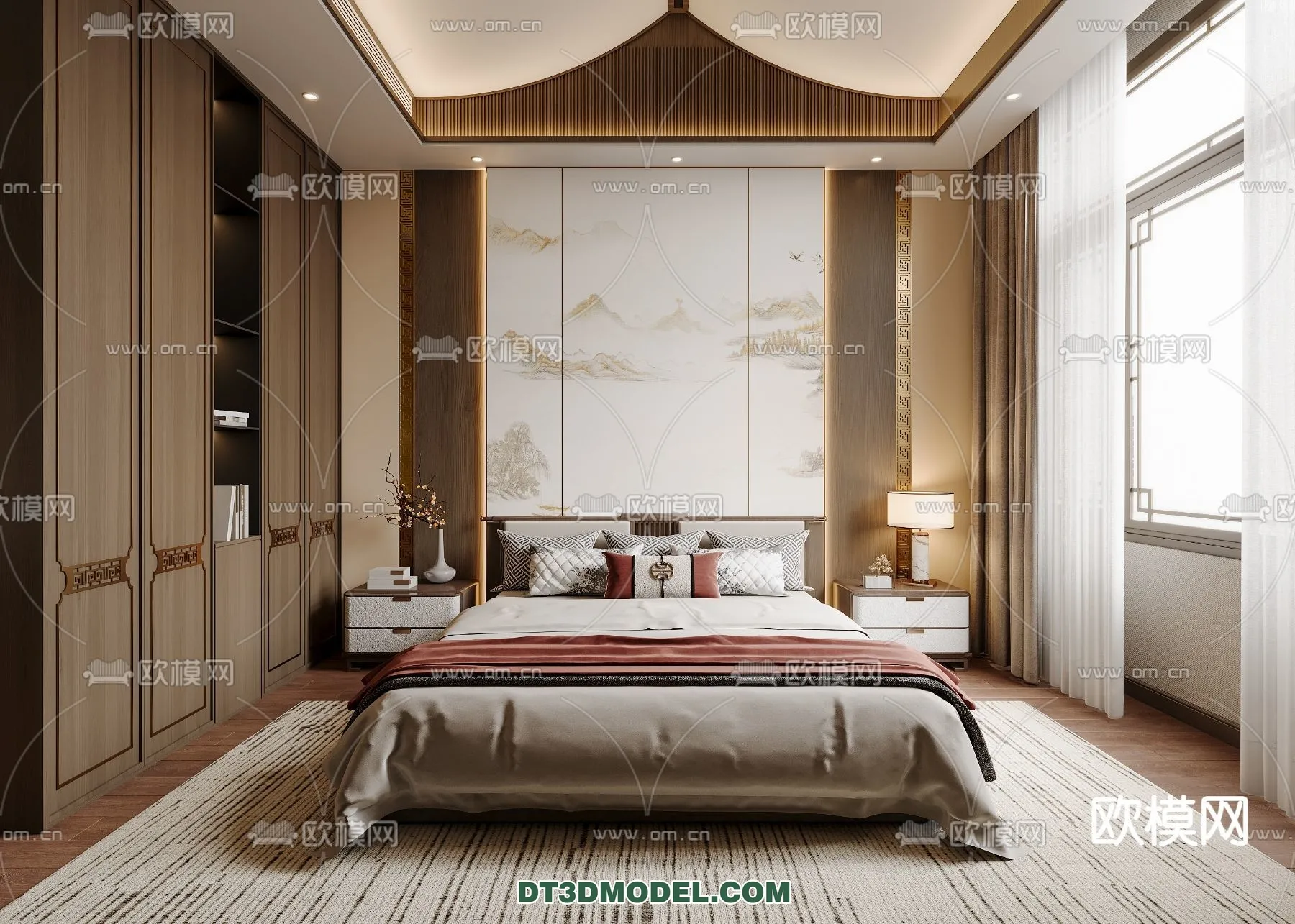 BEDROOM - CHINESE STYLE - 3D Model For Interior Design - 541