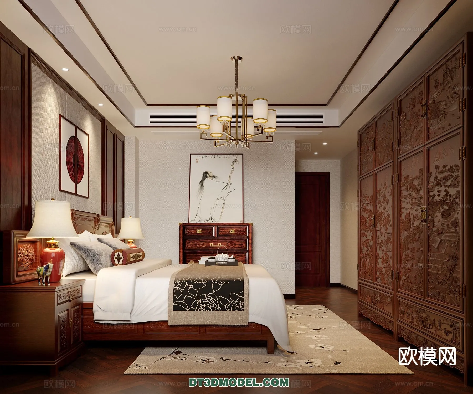 BEDROOM - CHINESE STYLE - 3D Model For Interior Design - 551