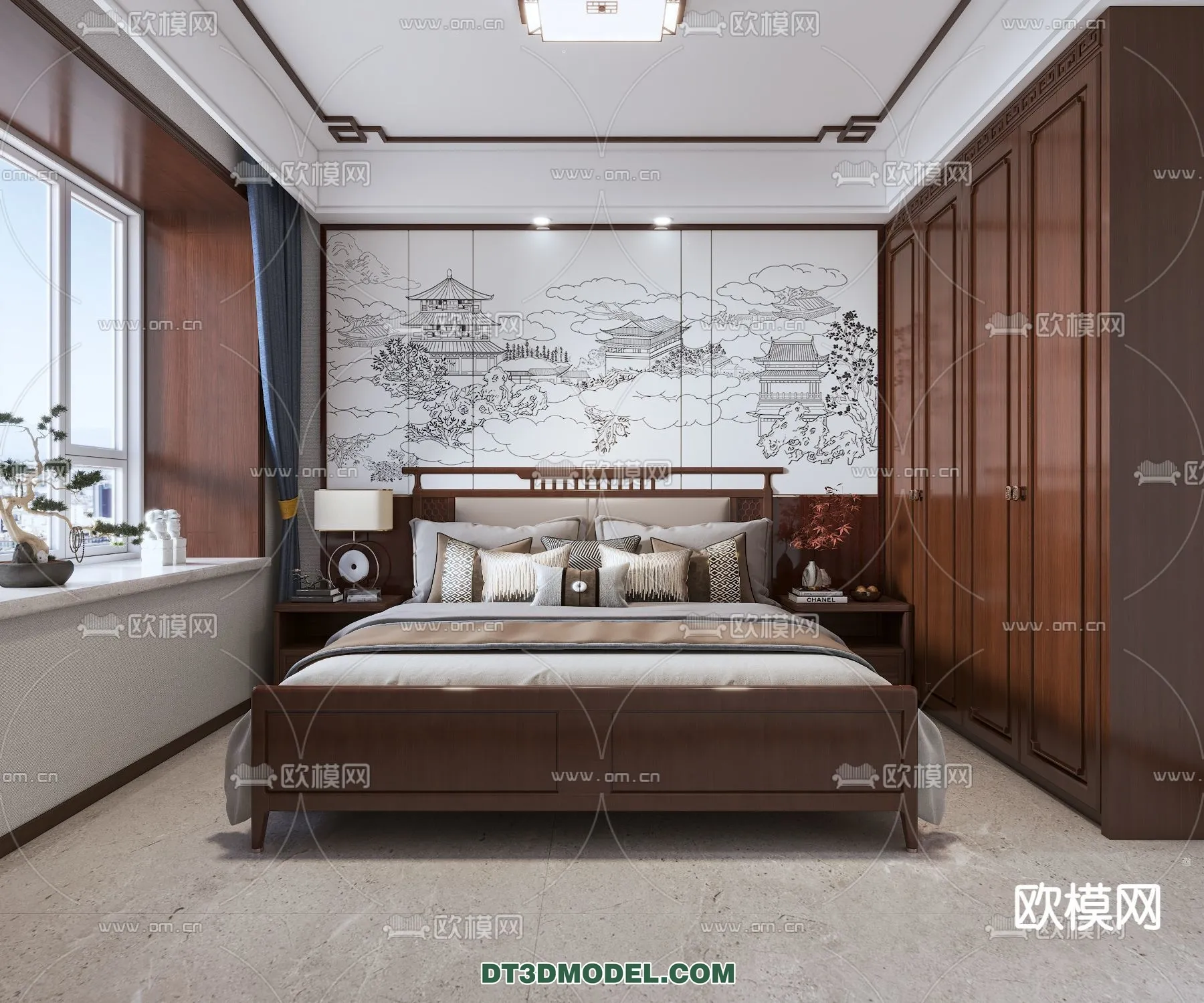 BEDROOM - CHINESE STYLE - 3D Model For Interior Design - 555