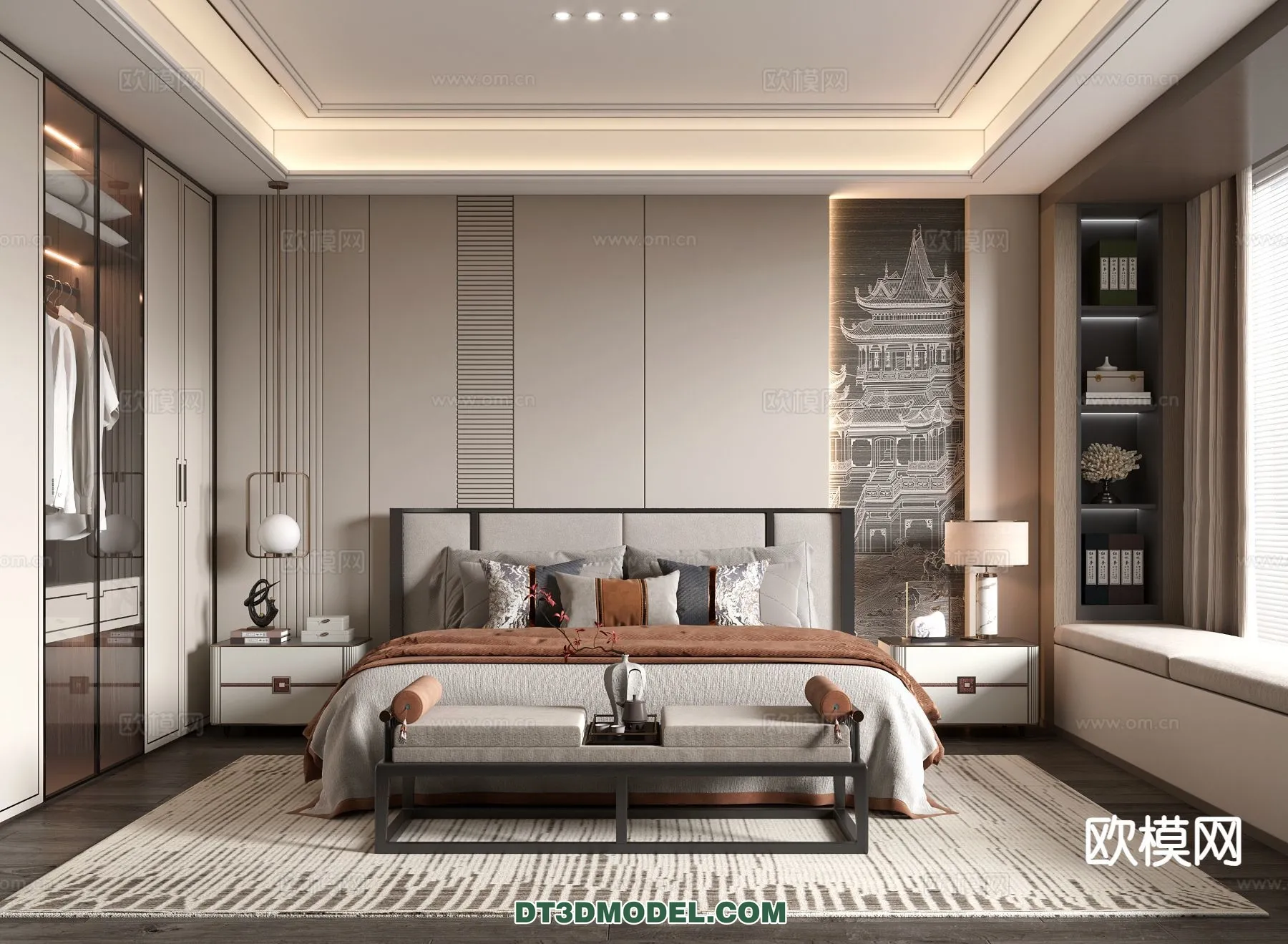 BEDROOM - CHINESE STYLE - 3D Model For Interior Design - 572
