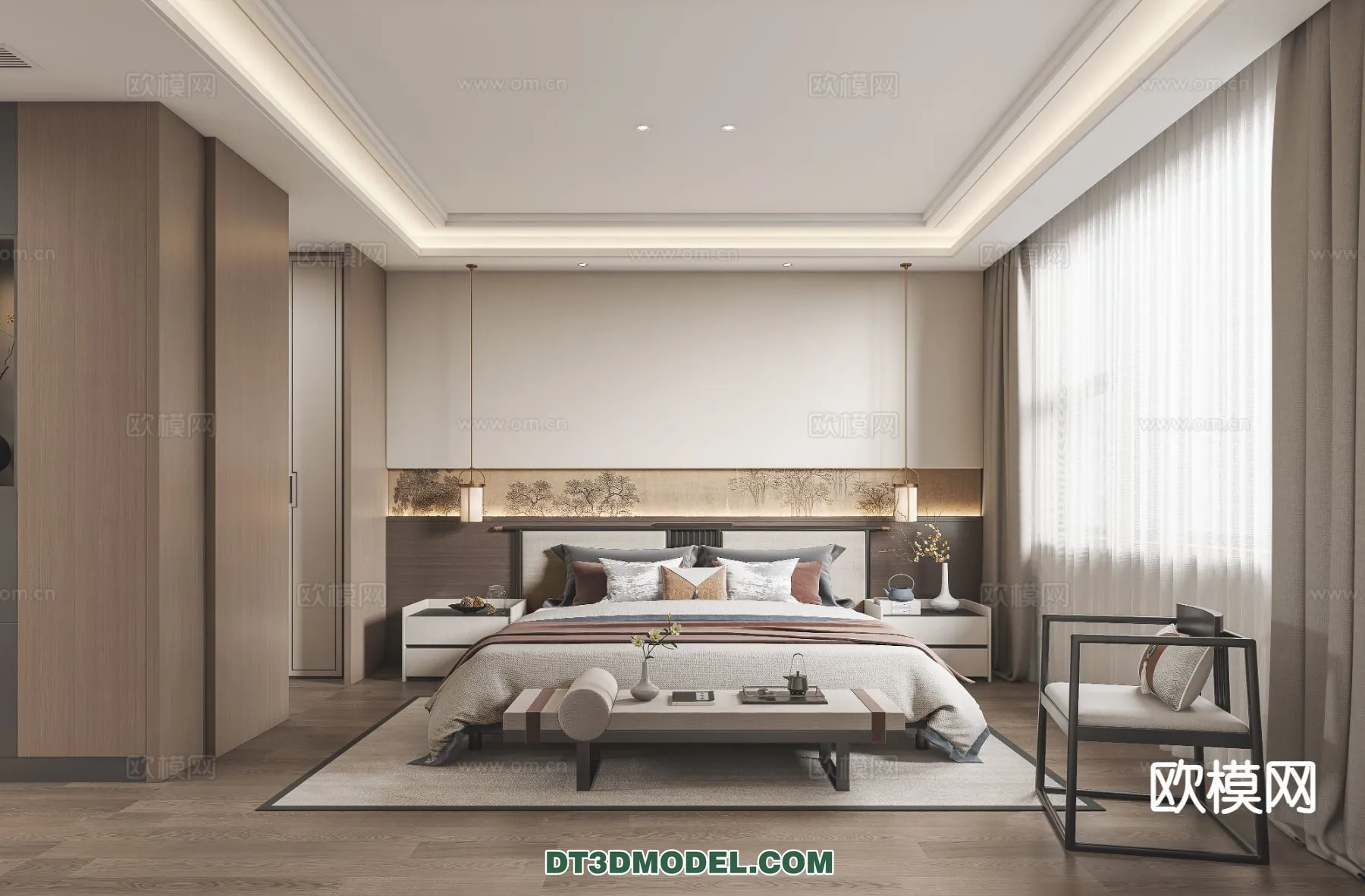 BEDROOM - CHINESE STYLE - 3D Model For Interior Design - 574