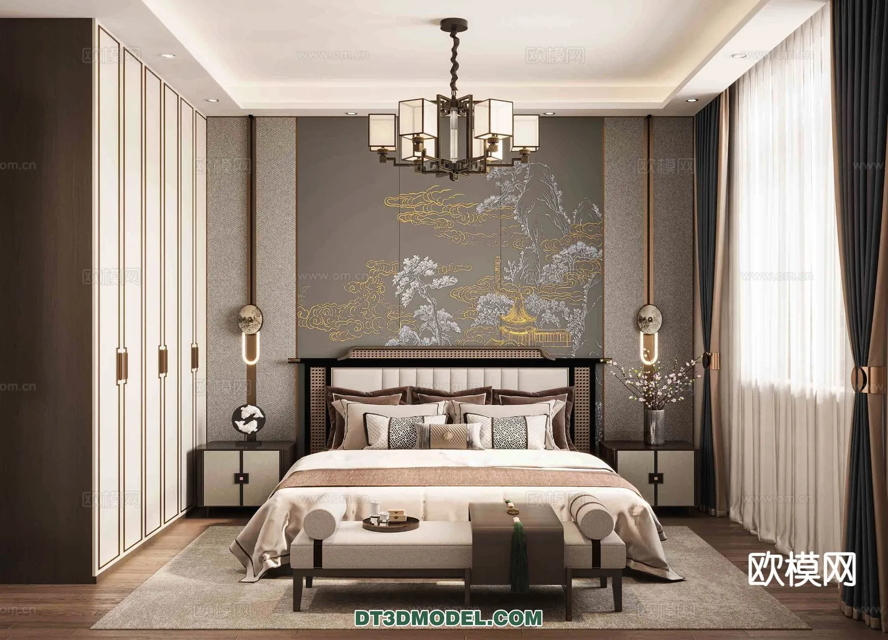 BEDROOM - CHINESE STYLE - 3D Model For Interior Design - 577