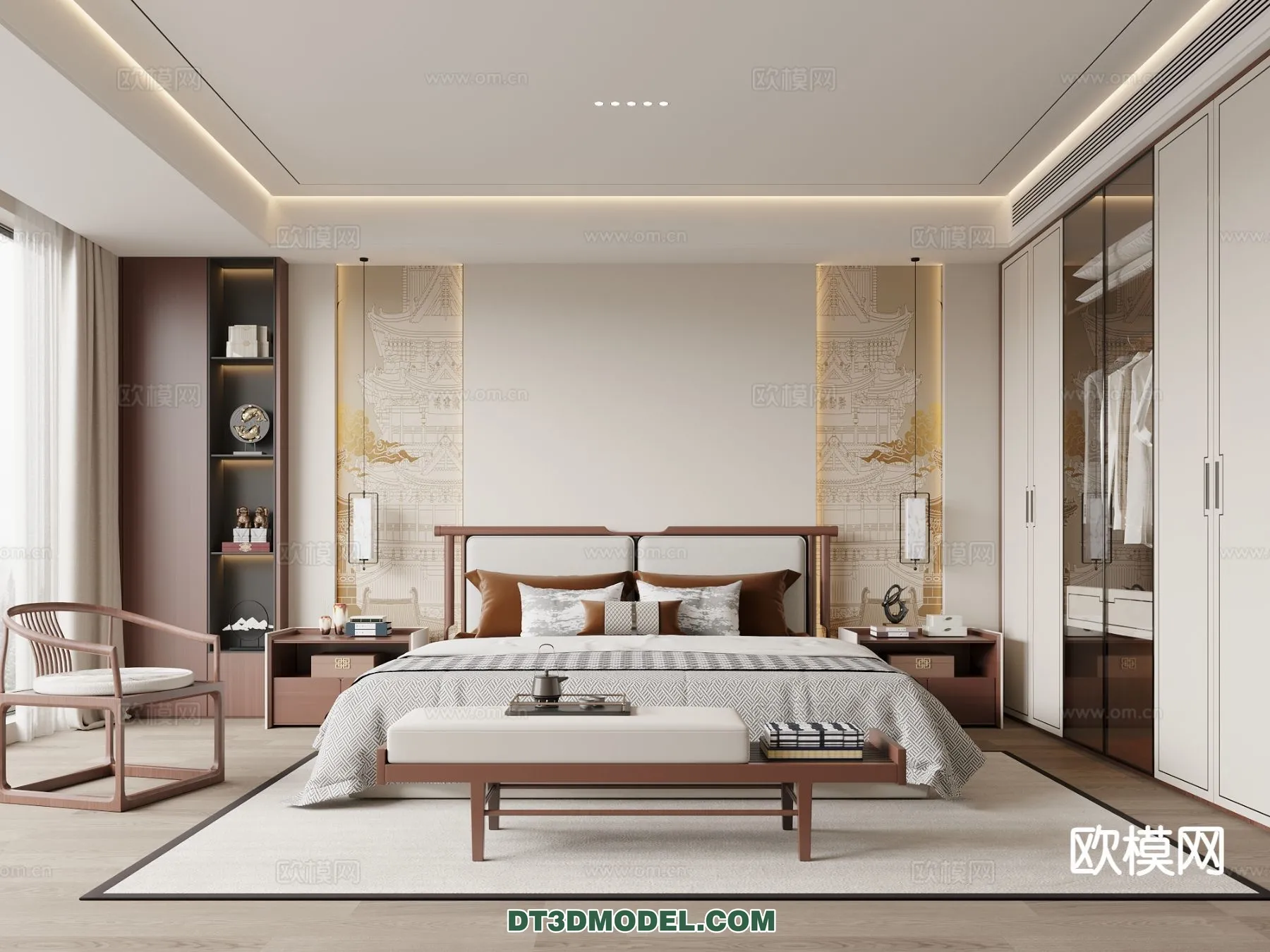 BEDROOM - CHINESE STYLE - 3D Model For Interior Design - 578