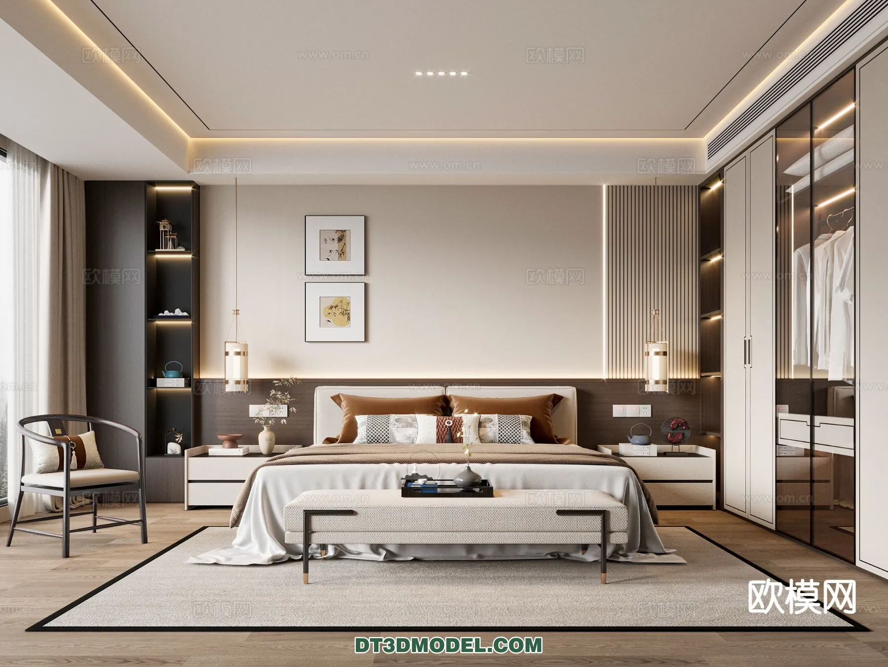 BEDROOM - CHINESE STYLE - 3D Model For Interior Design - 581