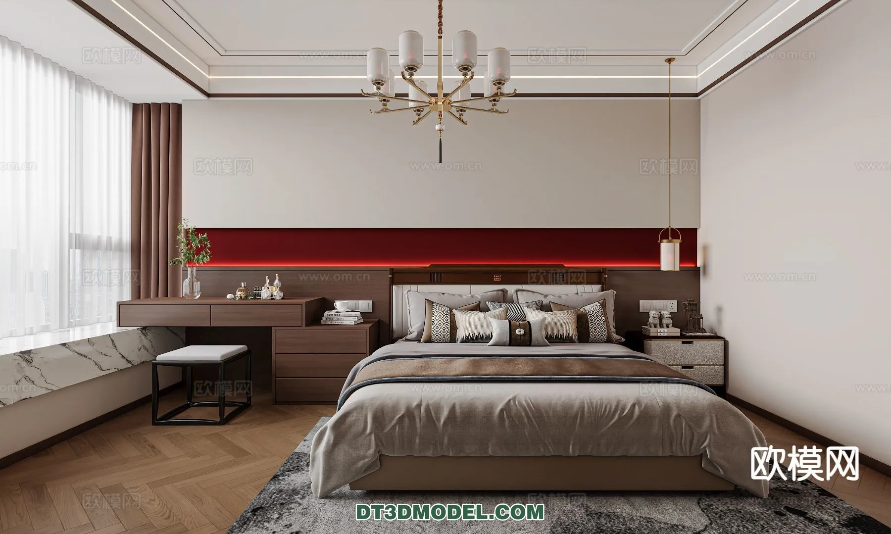 BEDROOM - CHINESE STYLE - 3D Model For Interior Design - 593