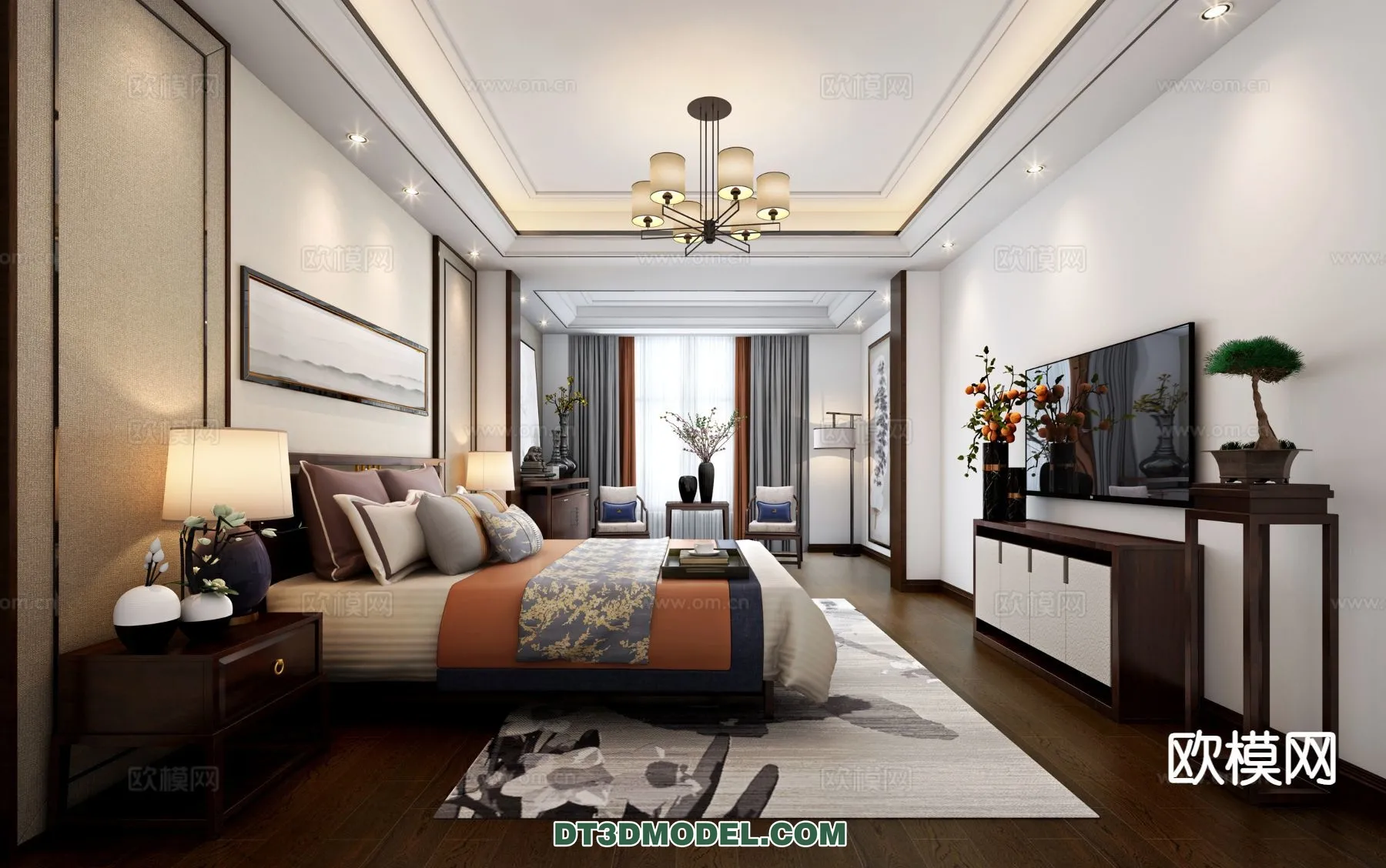 BEDROOM - CHINESE STYLE - 3D Model For Interior Design - 602
