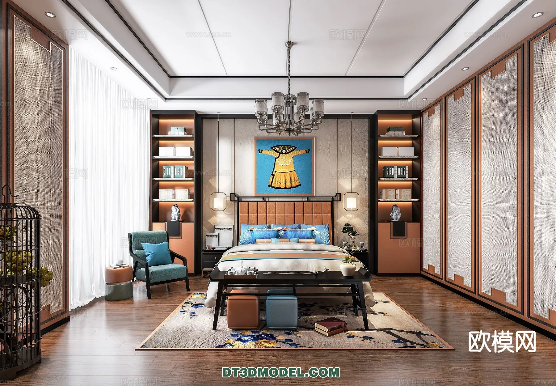BEDROOM - CHINESE STYLE - 3D Model For Interior Design - 603