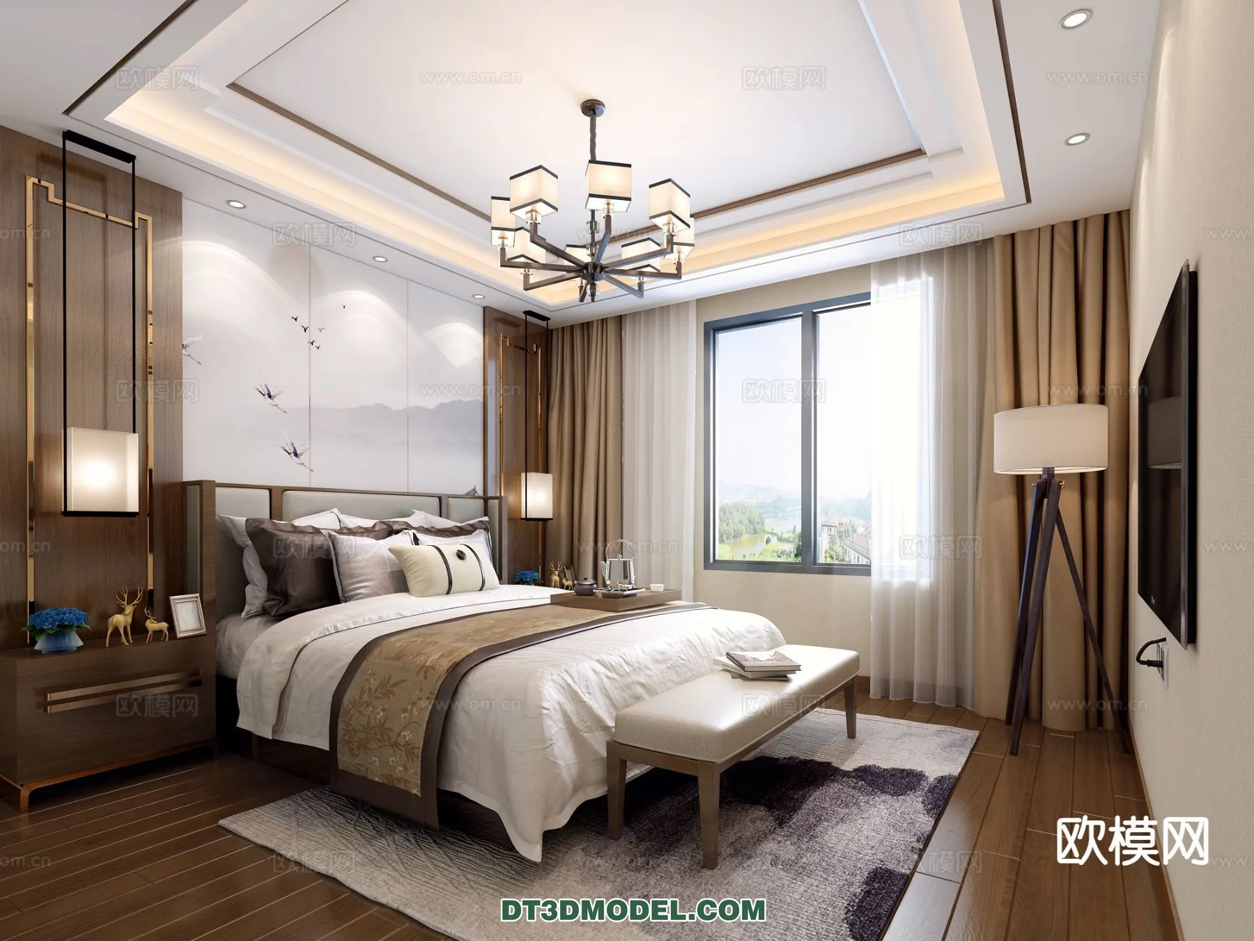 BEDROOM - CHINESE STYLE - 3D Model For Interior Design - 604