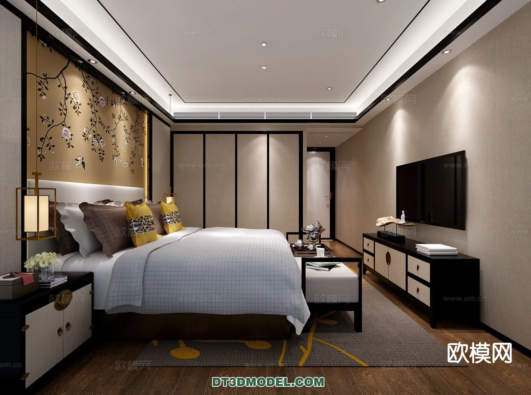 BEDROOM - CHINESE STYLE - 3D Model For Interior Design - 606