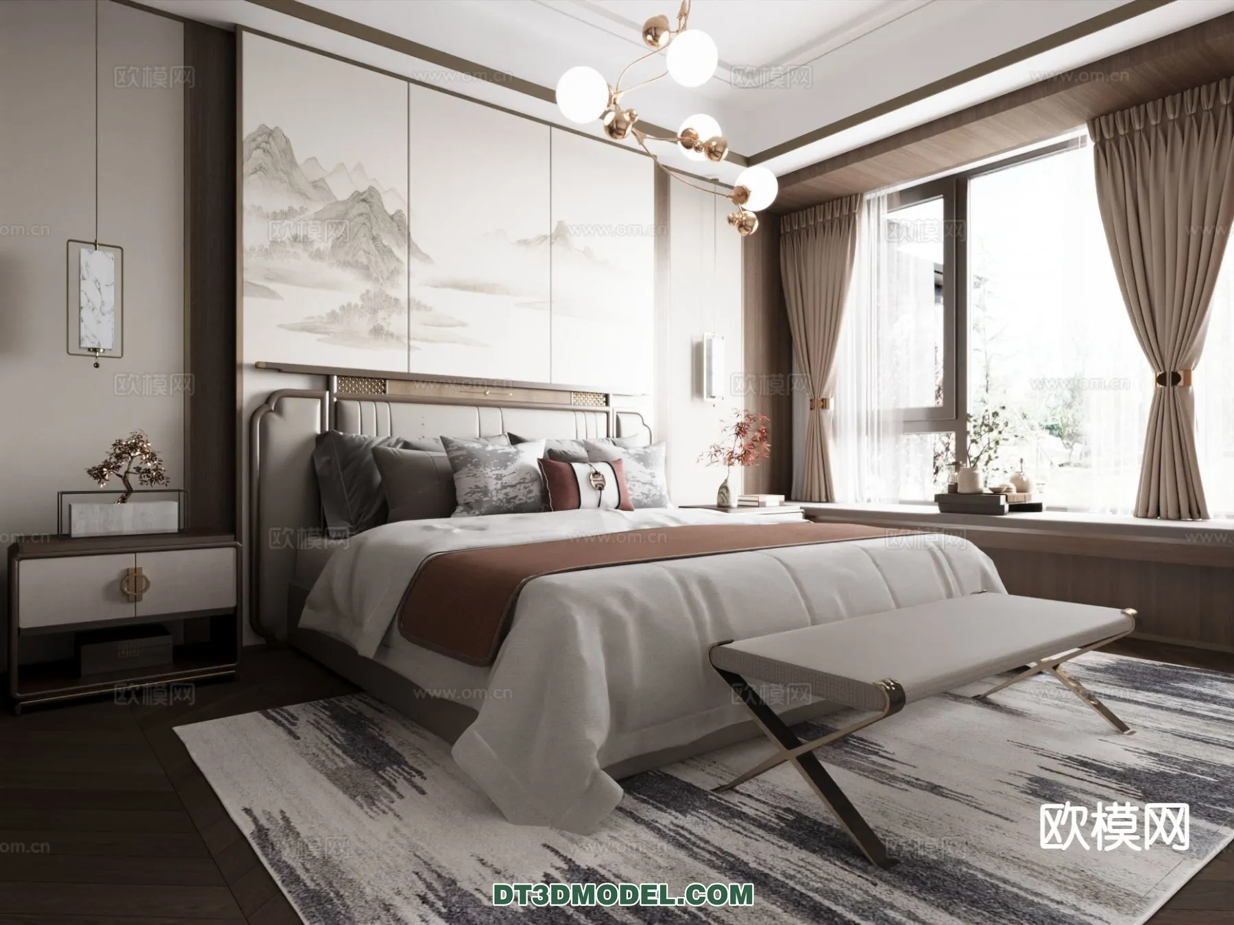 BEDROOM - CHINESE STYLE - 3D Model For Interior Design - 614