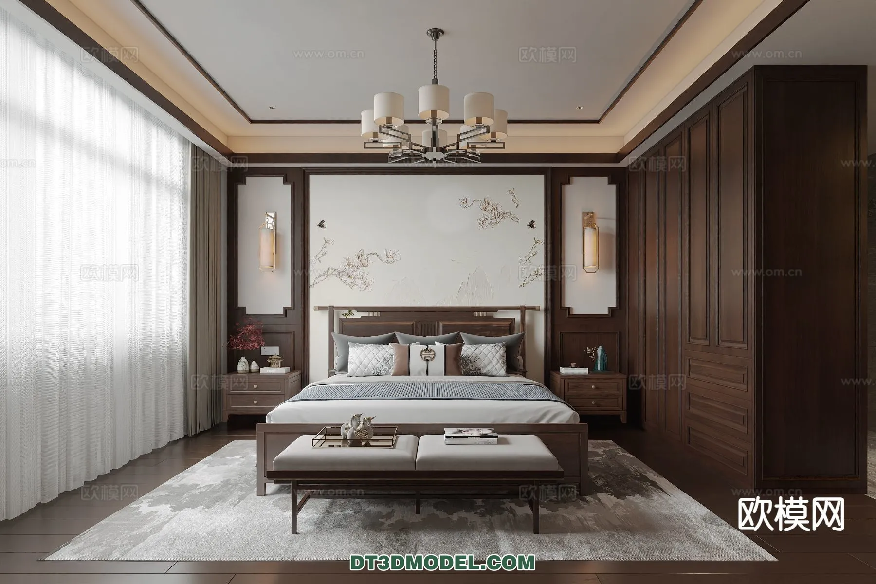 BEDROOM - CHINESE STYLE - 3D Model For Interior Design - 622