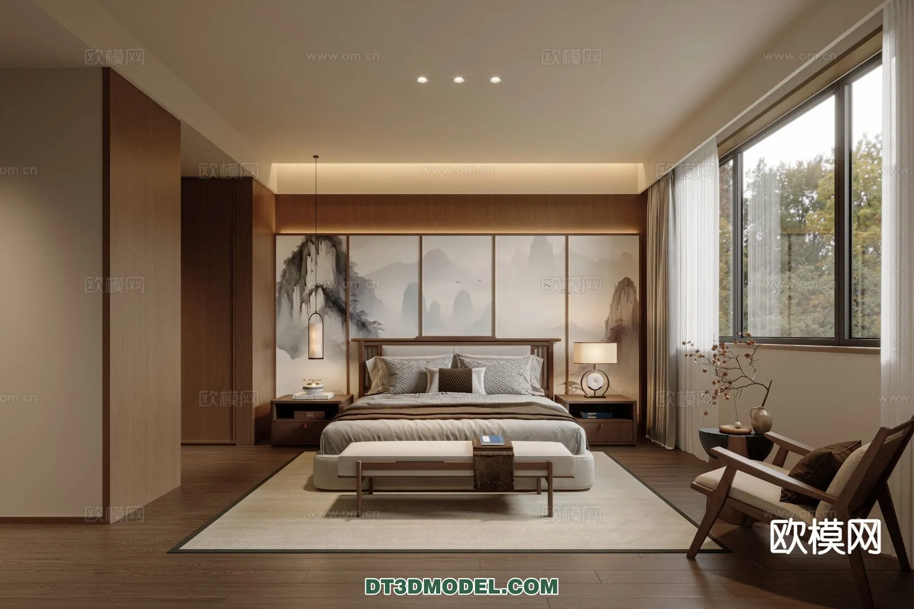 BEDROOM - CHINESE STYLE - 3D Model For Interior Design - 629