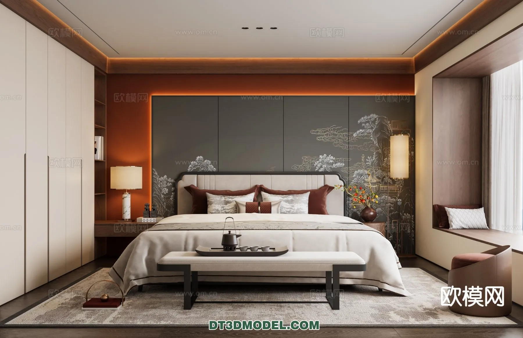BEDROOM - CHINESE STYLE - 3D Model For Interior Design - 632