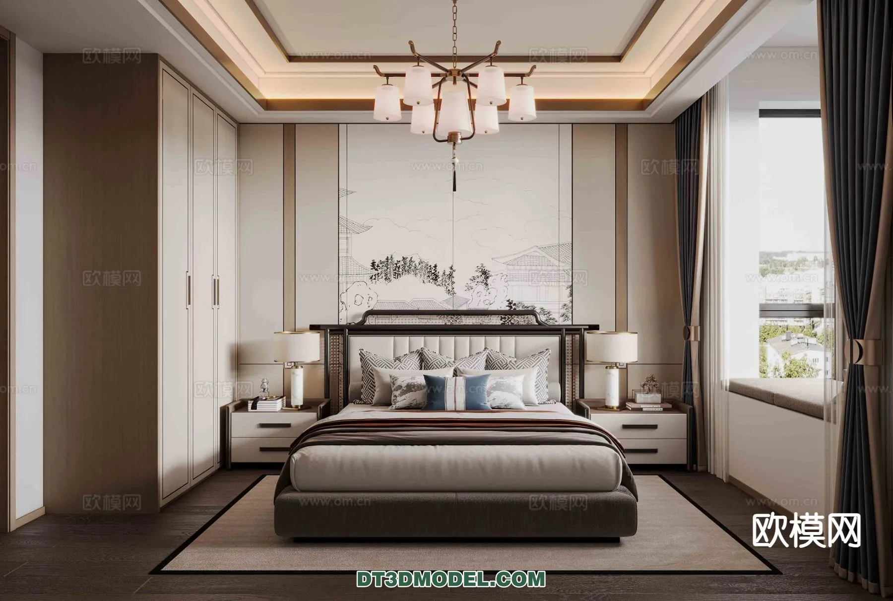 BEDROOM - CHINESE STYLE - 3D Model For Interior Design - 638