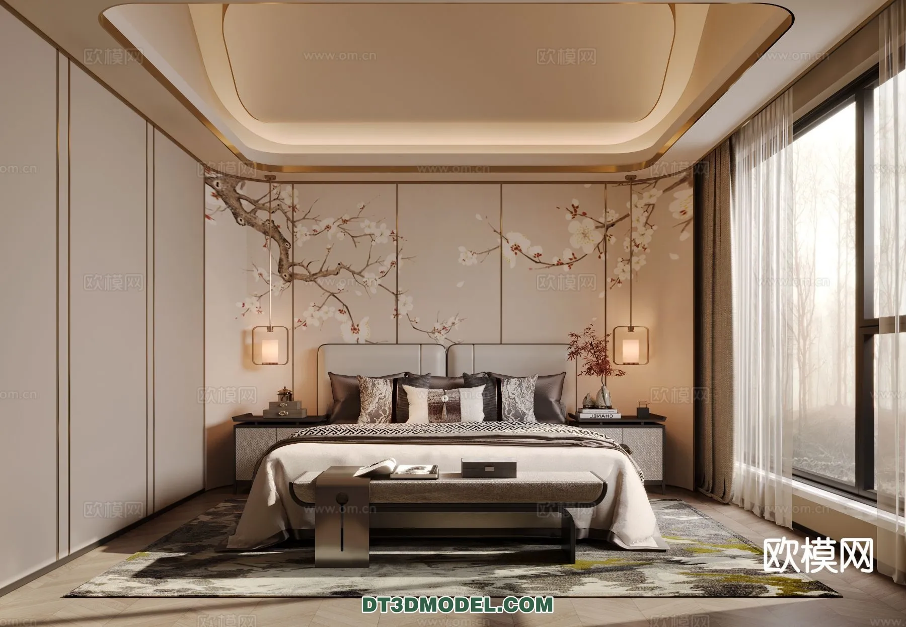 BEDROOM - CHINESE STYLE - 3D Model For Interior Design - 641
