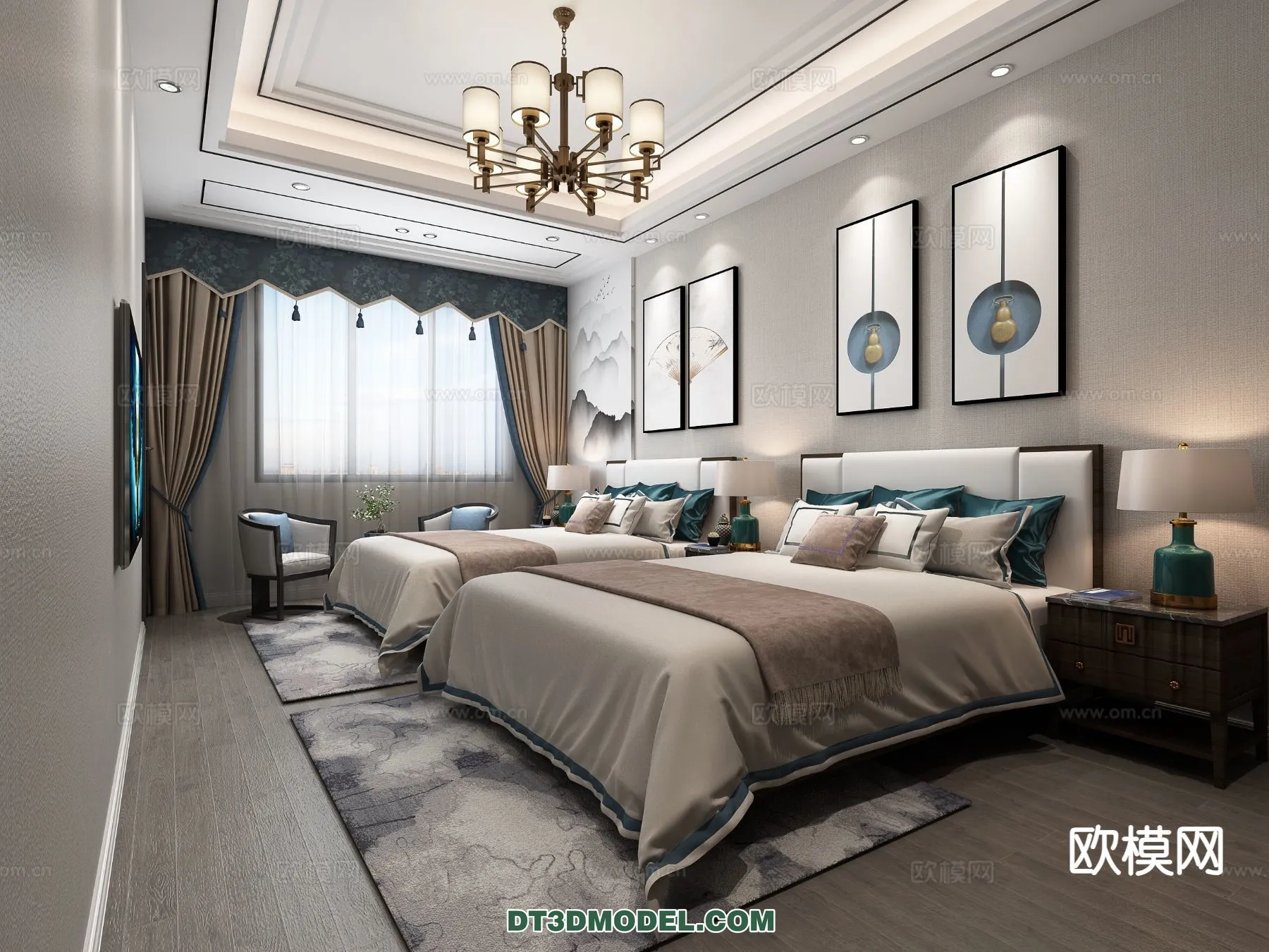 BEDROOM - CHINESE STYLE - 3D Model For Interior Design - 642