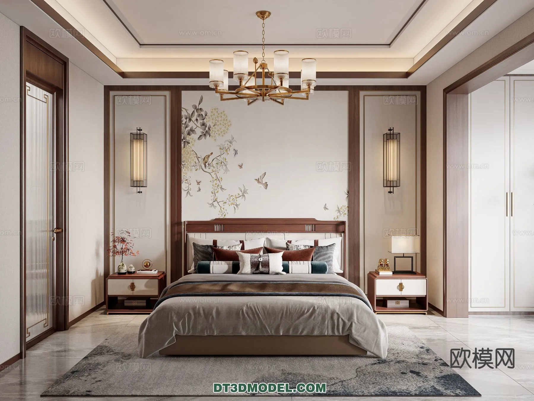 BEDROOM - CHINESE STYLE - 3D Model For Interior Design - 643