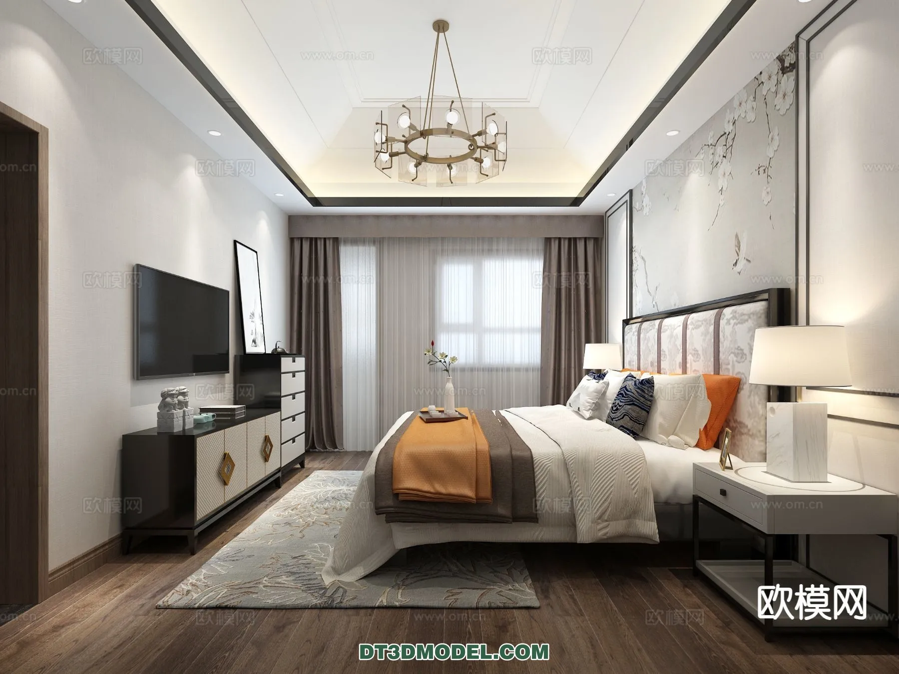 BEDROOM - CHINESE STYLE - 3D Model For Interior Design - 646