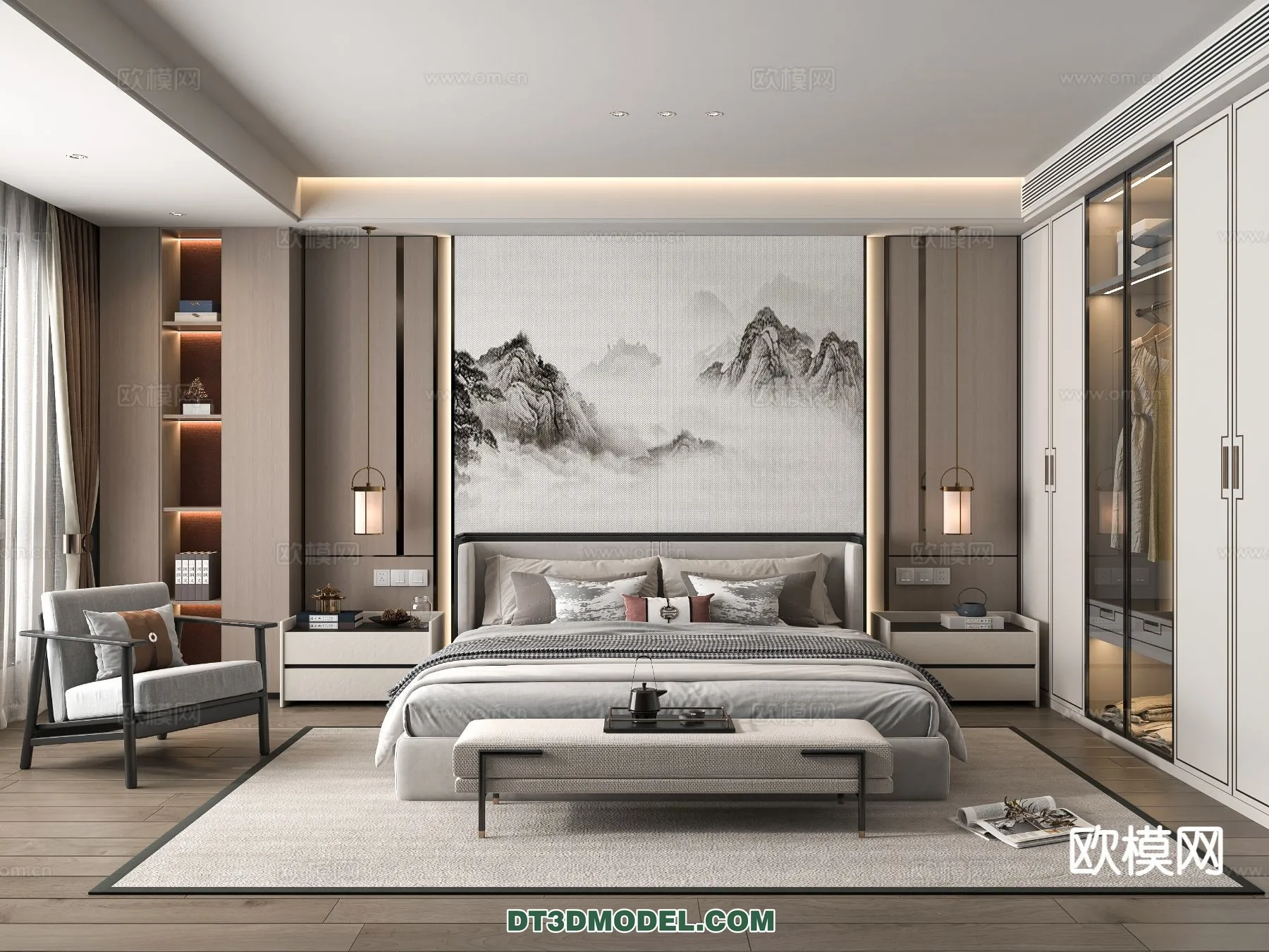 BEDROOM - CHINESE STYLE - 3D Model For Interior Design - 647