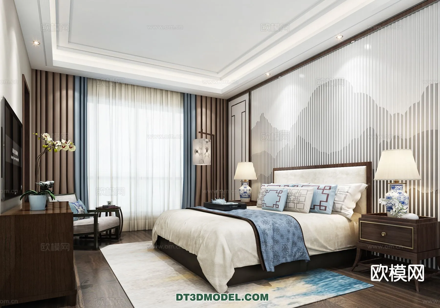 BEDROOM - CHINESE STYLE - 3D Model For Interior Design - 648
