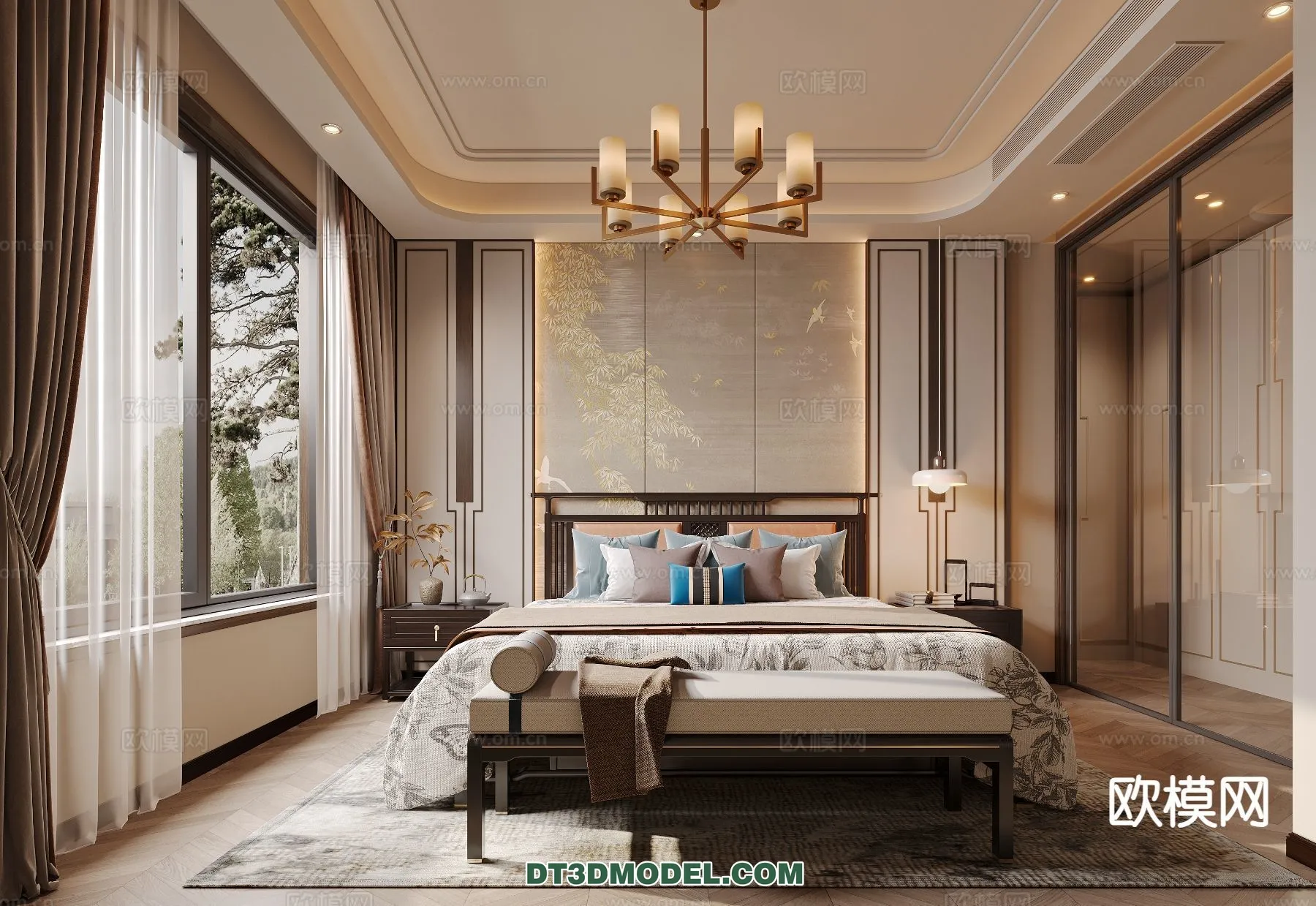 BEDROOM - CHINESE STYLE - 3D Model For Interior Design - 651