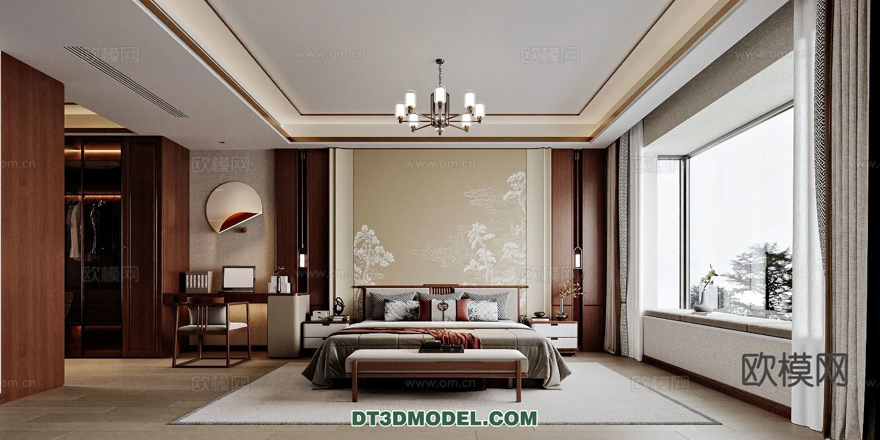 BEDROOM - CHINESE STYLE - 3D Model For Interior Design - 653
