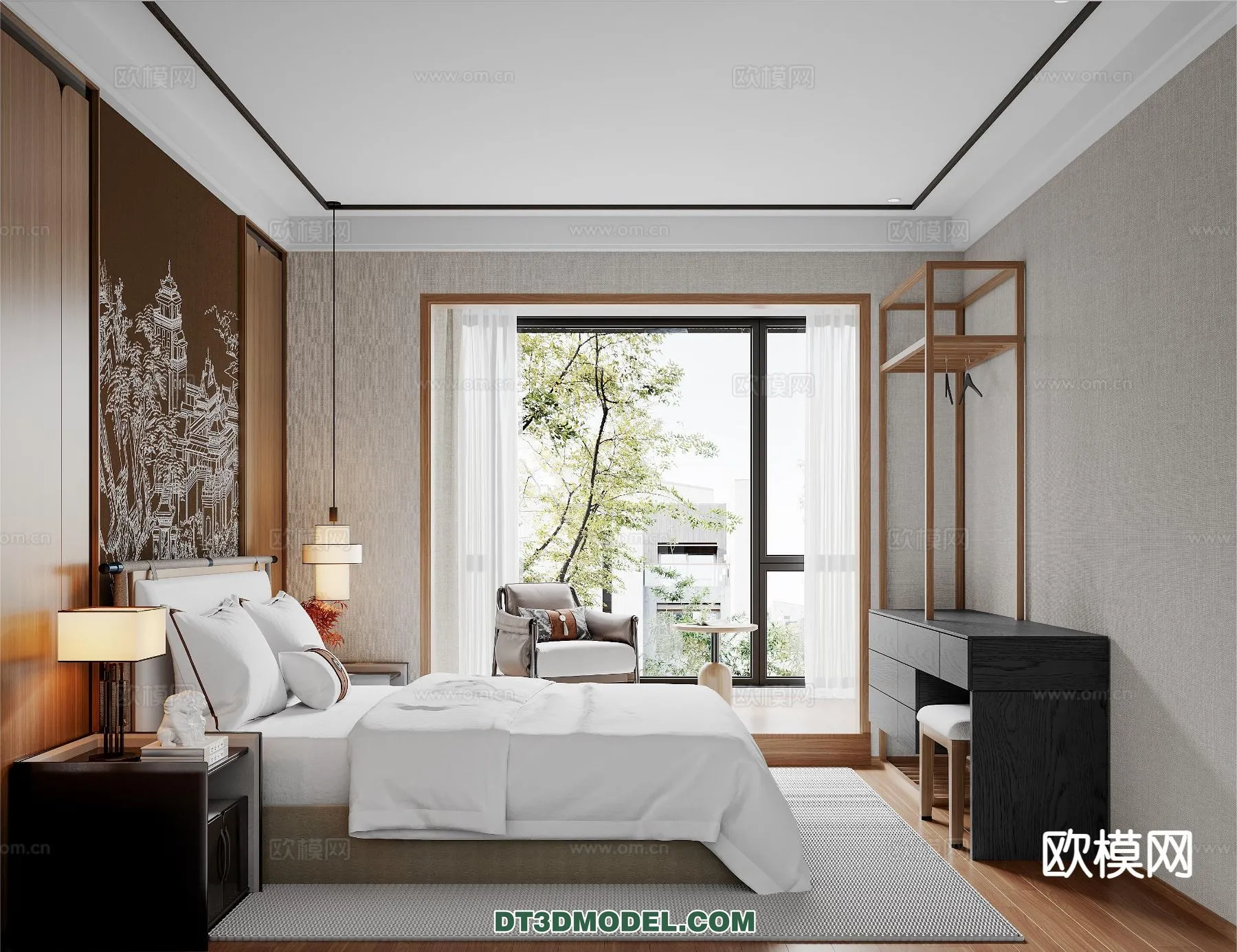 BEDROOM - CHINESE STYLE - 3D Model For Interior Design - 663