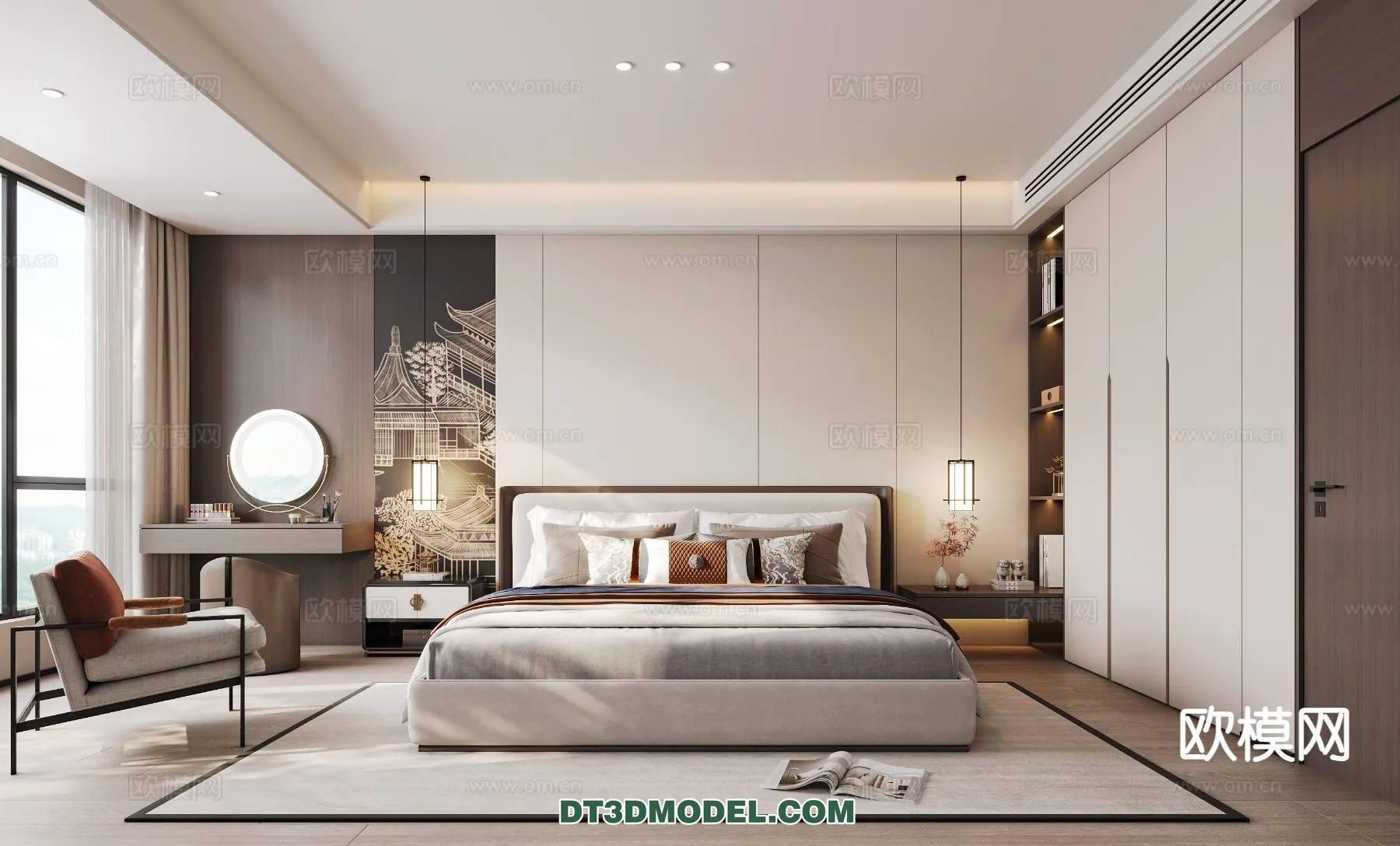 BEDROOM - CHINESE STYLE - 3D Model For Interior Design - 666