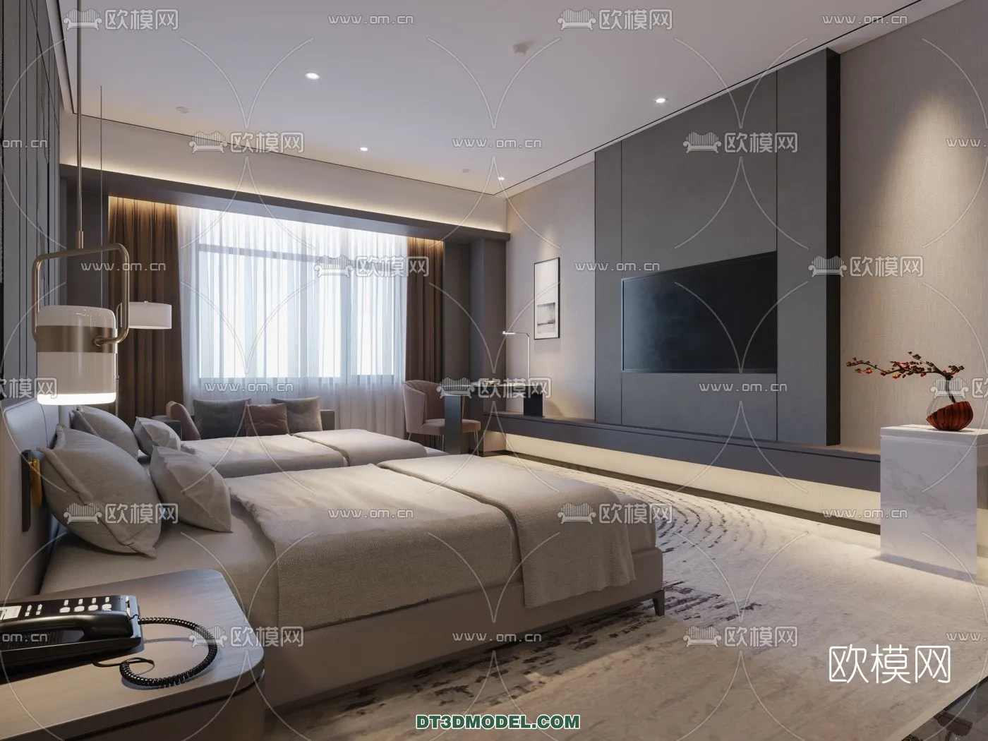 Bedroom For Hotel - 3D Scene - Interior Design - 002